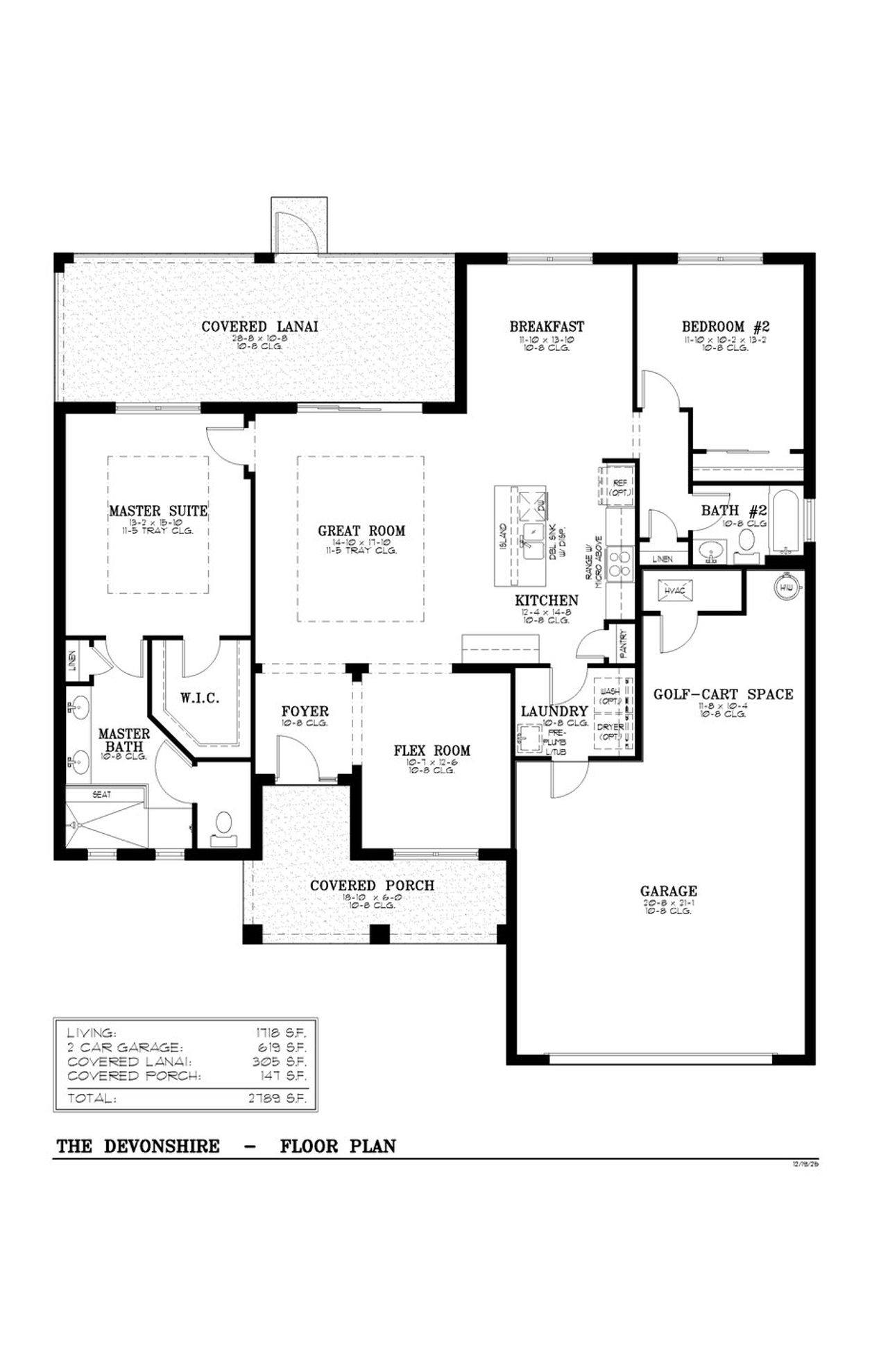 2D floor plan layout for the Balfour - Devonshire by Colen Built Development, LLC in On Top of the World Communities, Ocala, FL (Image 2).