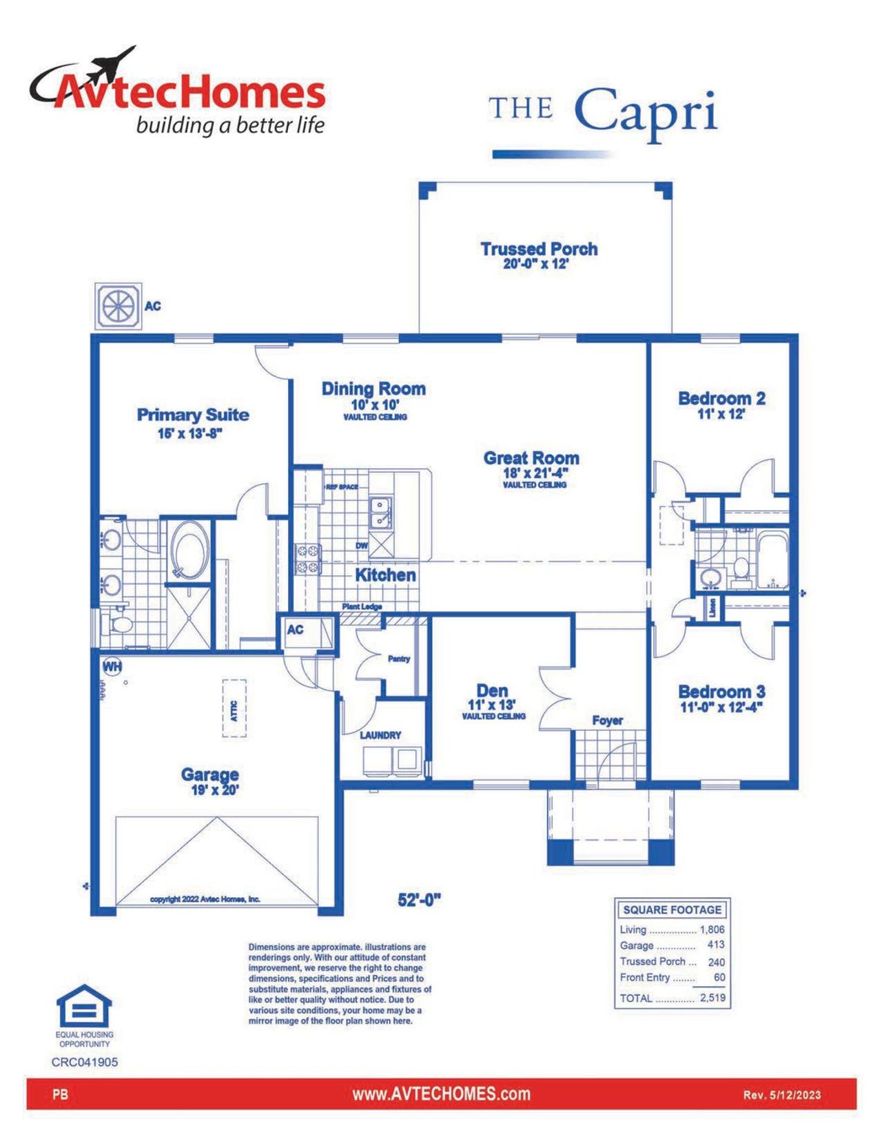 Image 2 representing the The Capri by Avtec Homes in Palm Bay & South Brevard, Palm Bay, FL.
