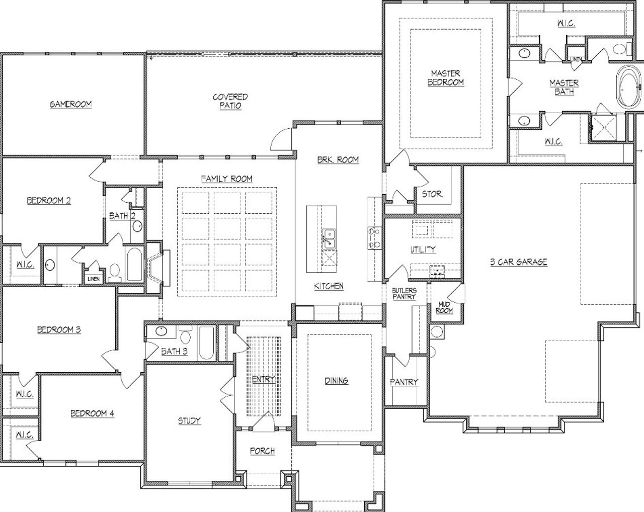 2D floor plan layout for the Plan 3494 by Texas Homes in The Timbers, La Vernia, TX (Image 2).