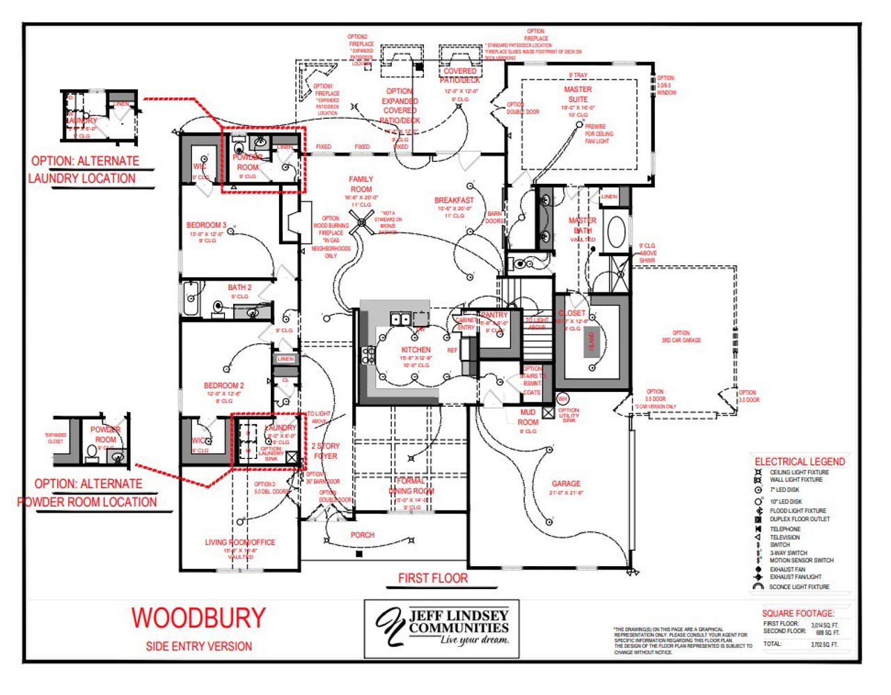 2D floor plan layout for the Woodbury F by Jeff Lindsey Communities in Ellerbe, Newnan, GA (Image 2).
