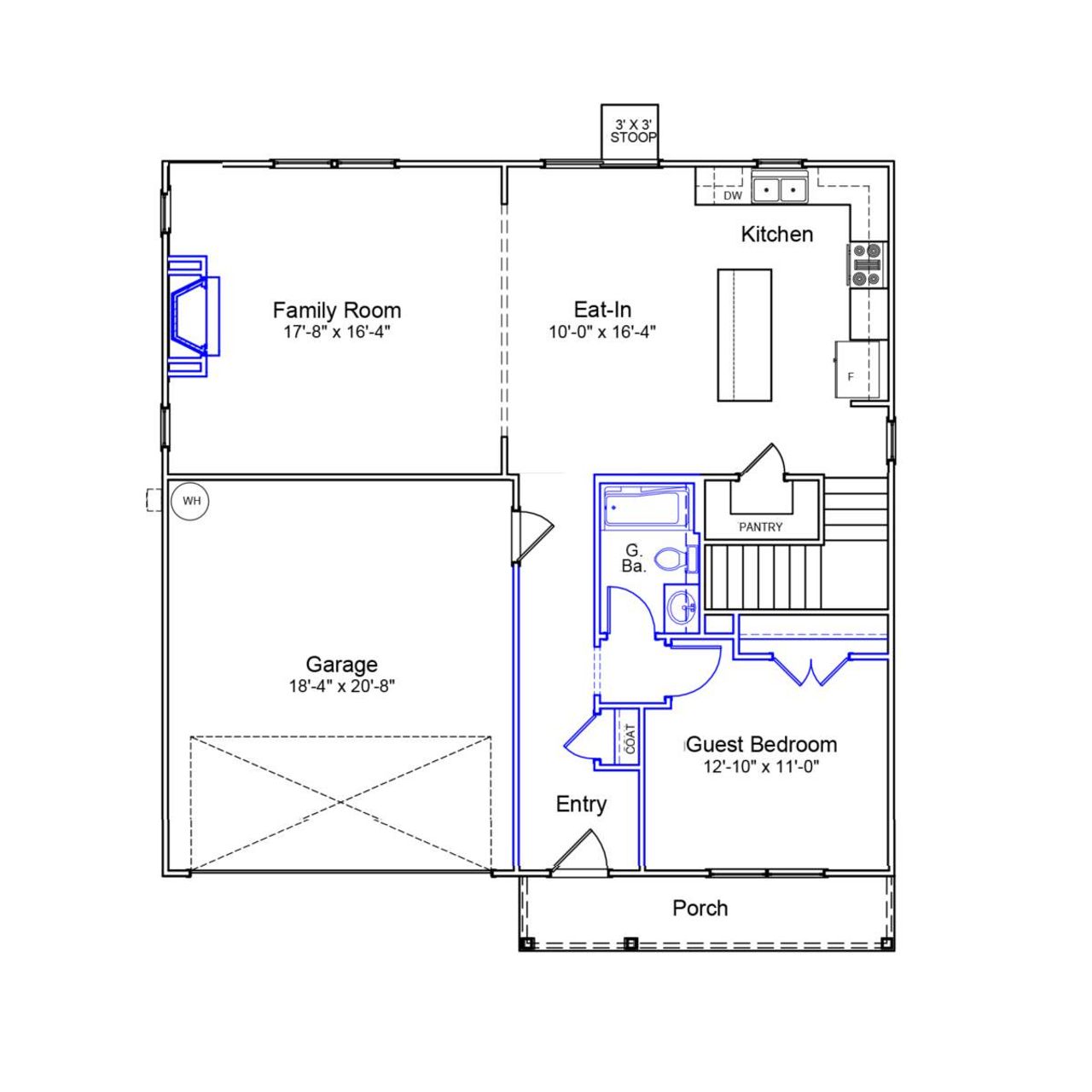 2D floor plan layout of this home in Stapleton, Clemmons, NC (Image 2).