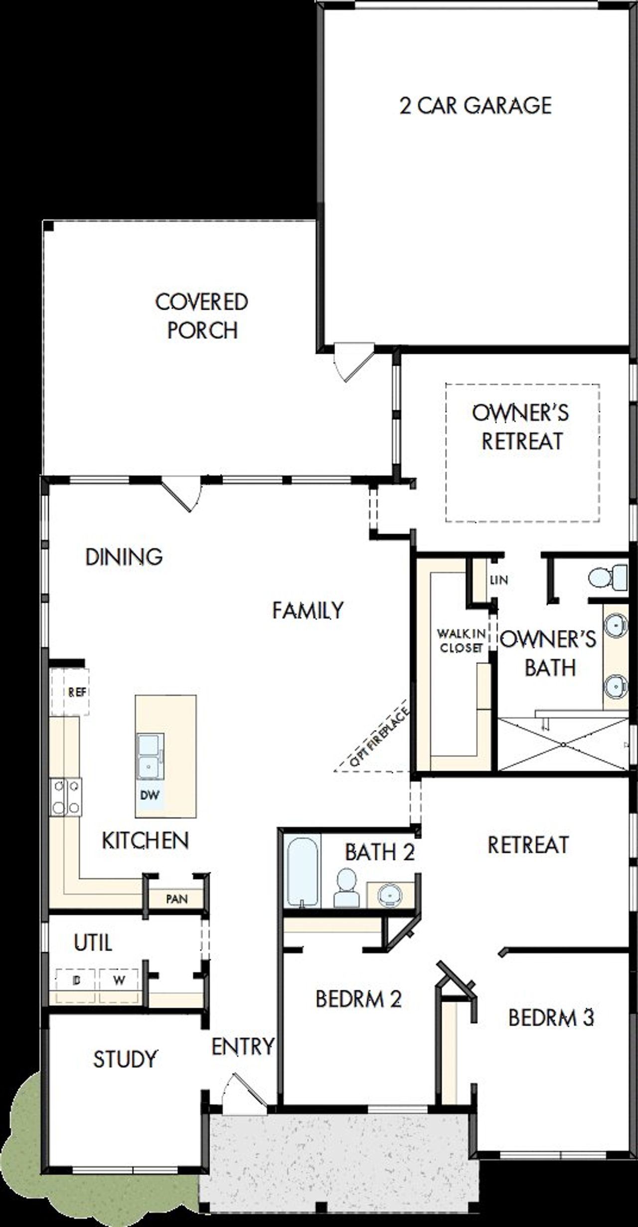 2D floor plan layout of this home in Riceland - Enclave Row Collection, Mont Belvieu, TX (Image 2).