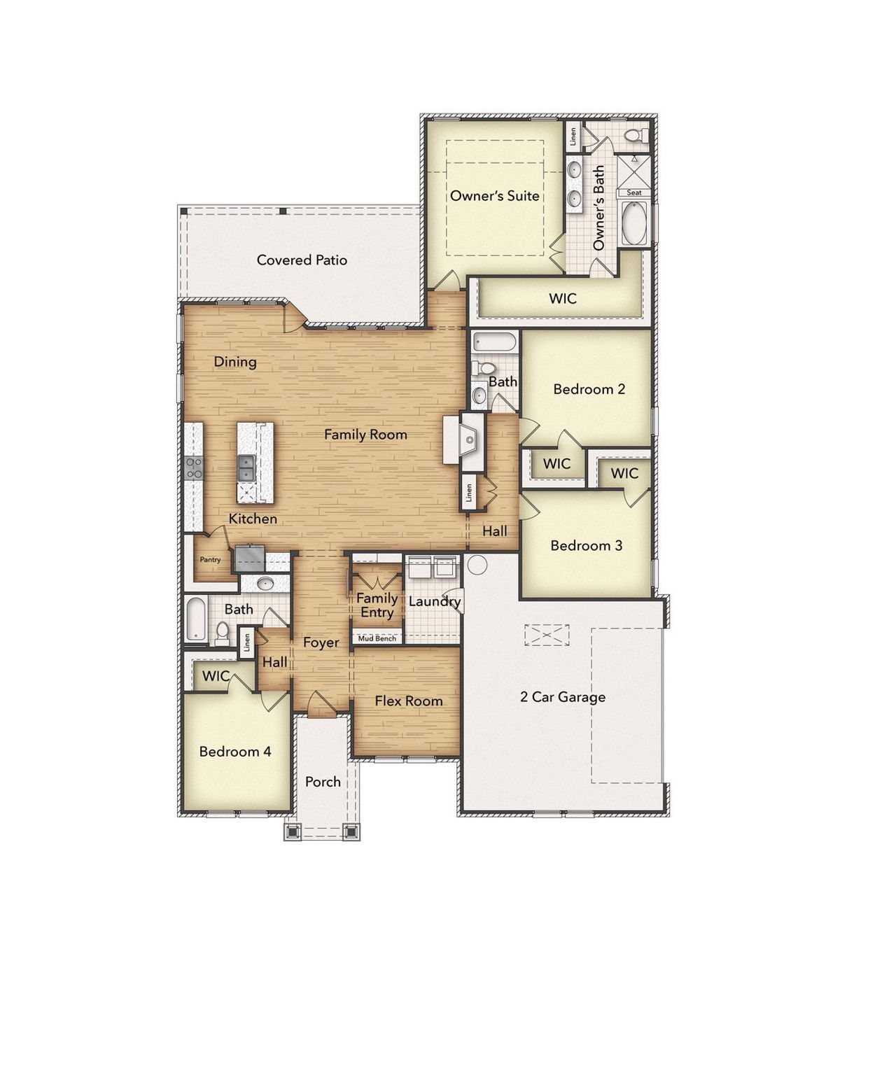 2D floor plan layout of this home in King Crossing Estates, Van Alstyne, TX (Image 2). 2D floor plan layout of this home in King Crossing Estates, Van Alstyne, TX (Image 2).