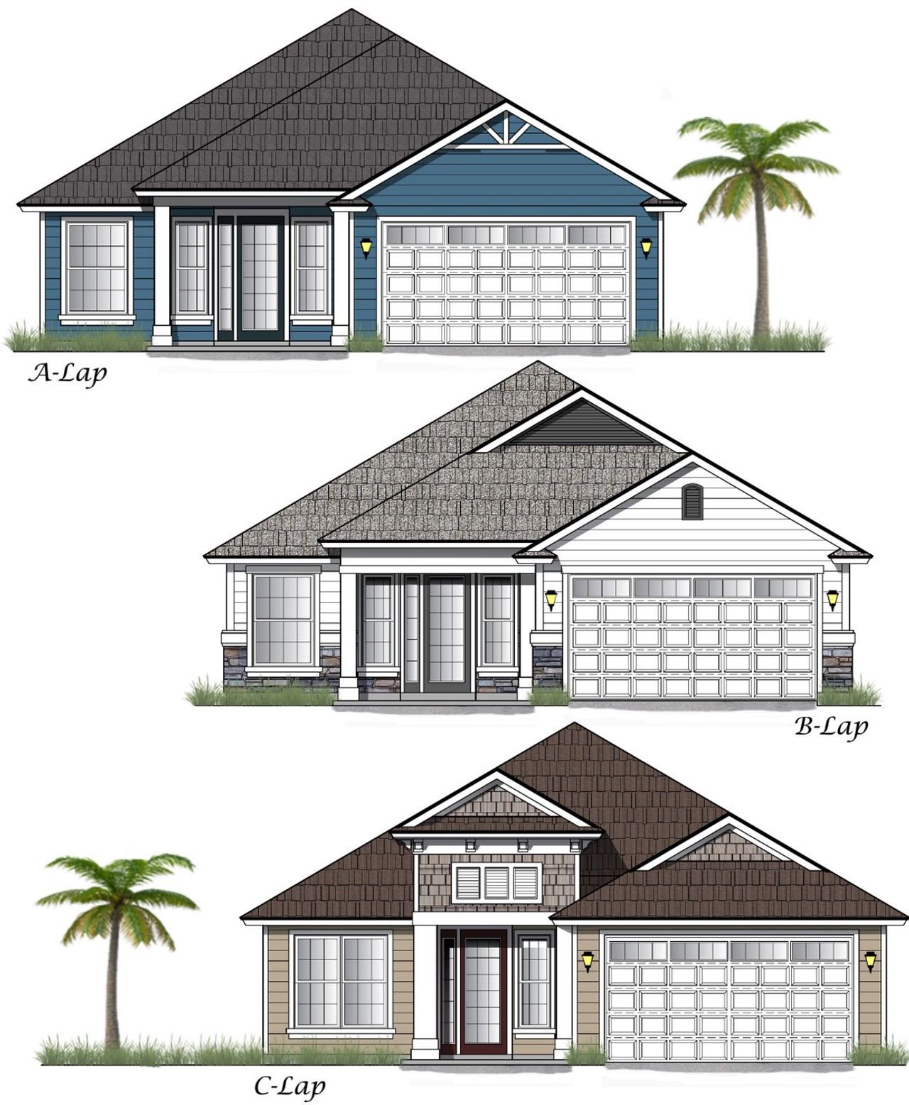Representative exterior photo of a completed home built from the Plan 2093 by Ashley Homes, LLC in Goose Creek Estates, Green Cove Springs, FL (Image 2).