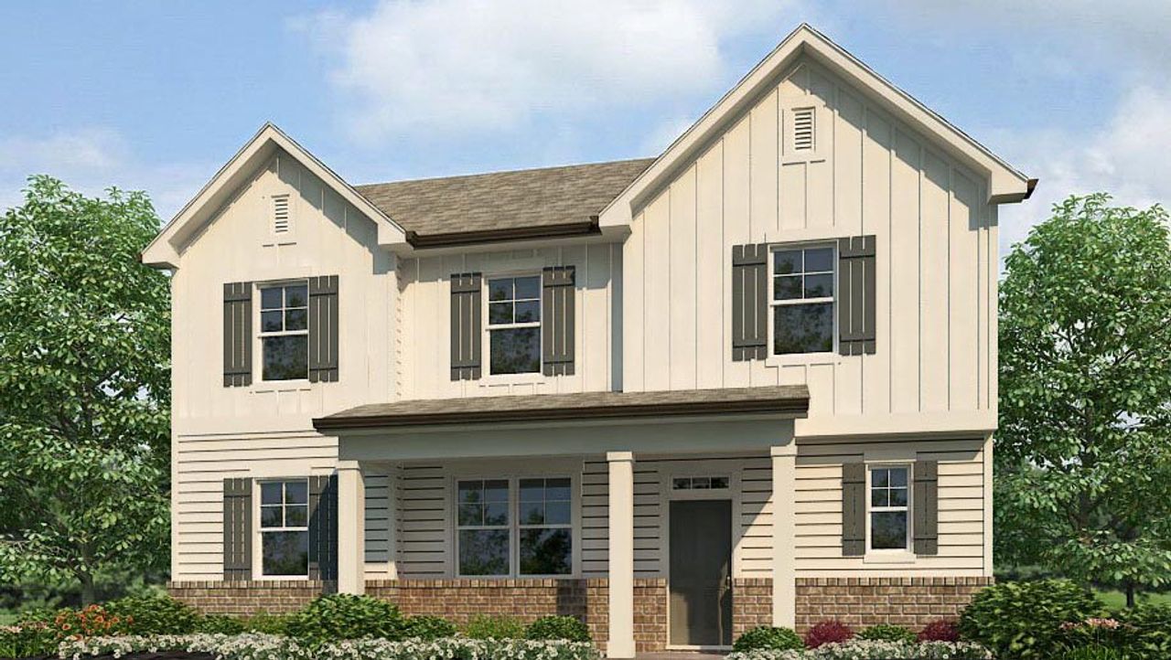 Representative exterior photo of a completed home built from the CARROLL II by D.R. Horton in Braselton Village, Braselton, GA (Image 2).