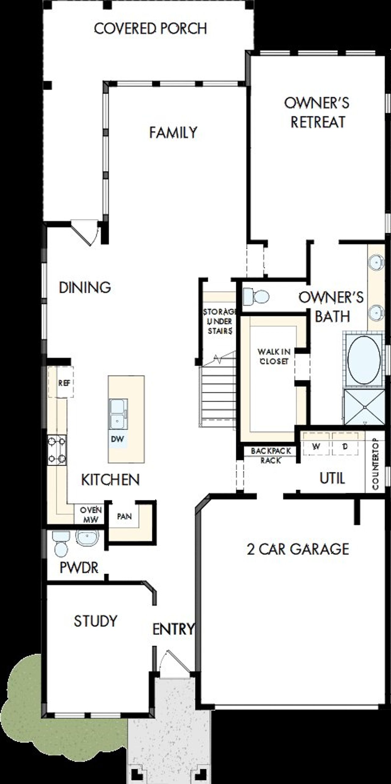 2D floor plan layout of this home in The Crossvine 45’, Schertz, TX (Image 2).