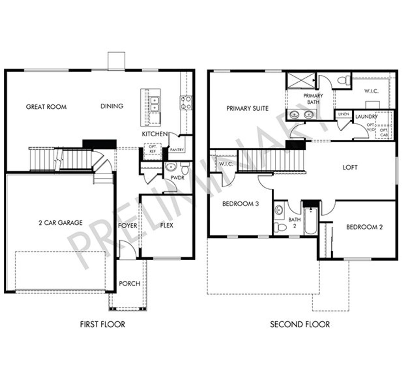 2D floor plan layout of this home in Lorson Ranch : The Springs Collection, Colorado Springs, CO (Image 2).