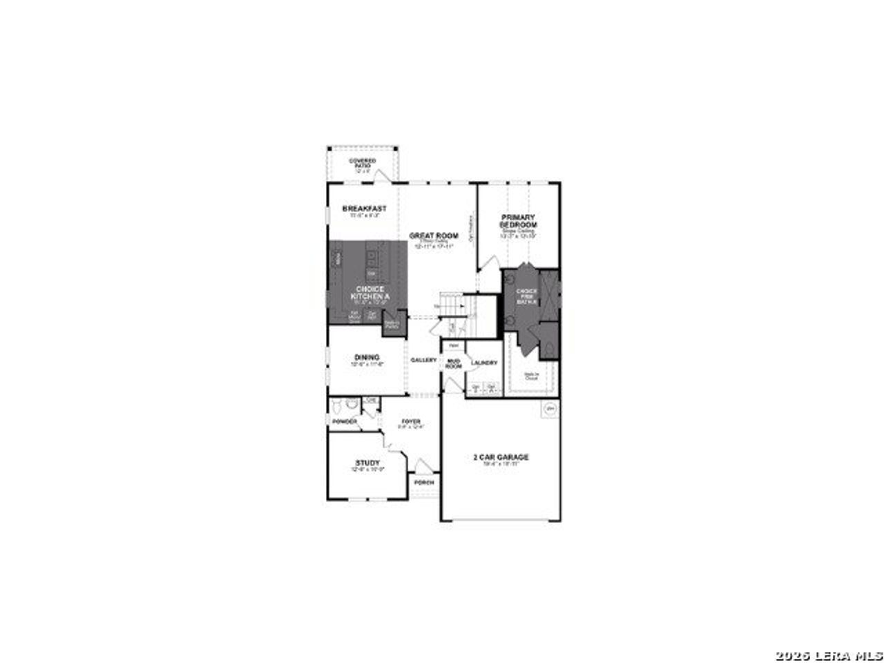 2D floor plan layout of this home in Venado Crossing, Cibolo, TX (Image 2).