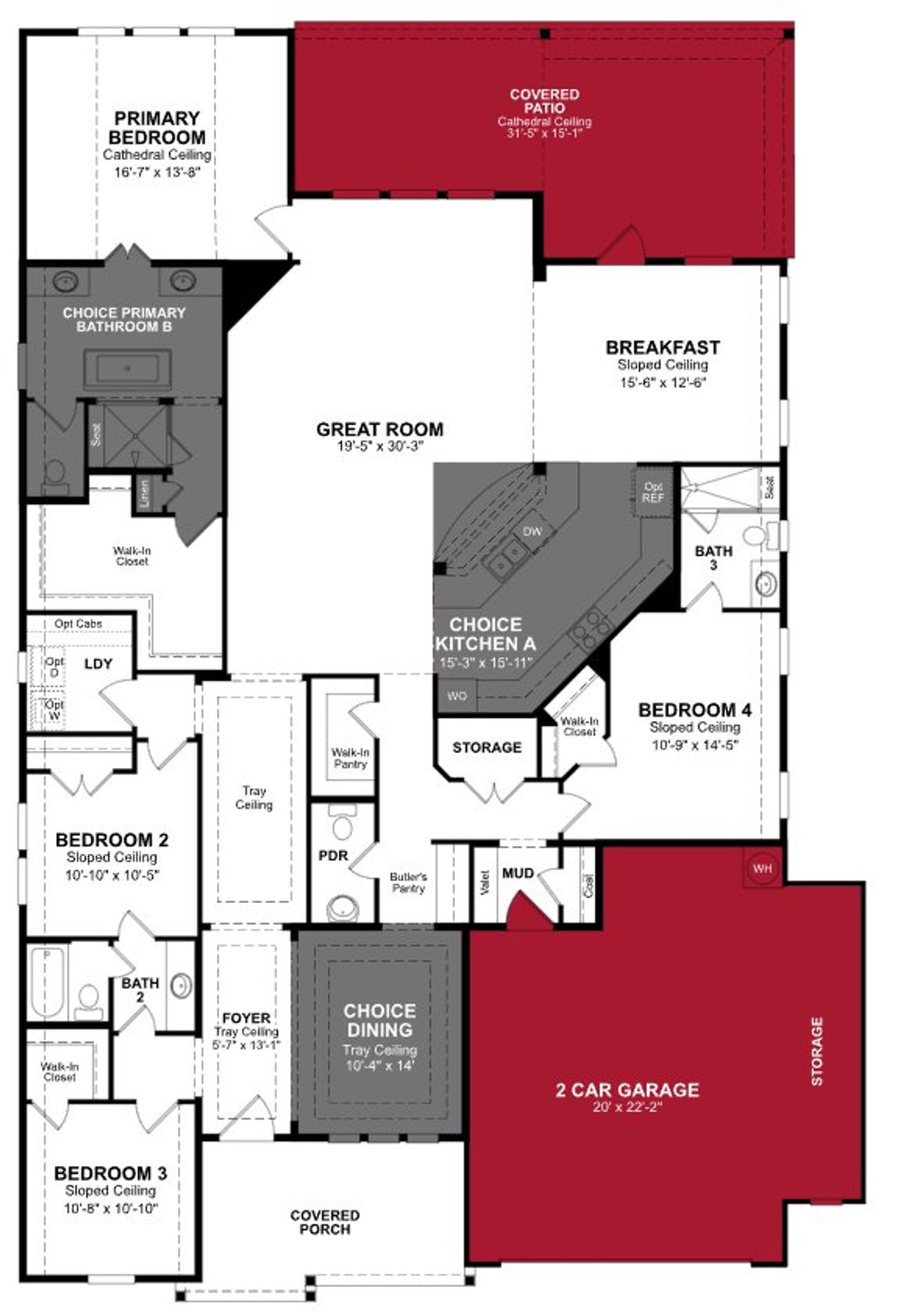 2D floor plan layout of this home in Johnson Ranch, San Antonio, TX (Image 2).