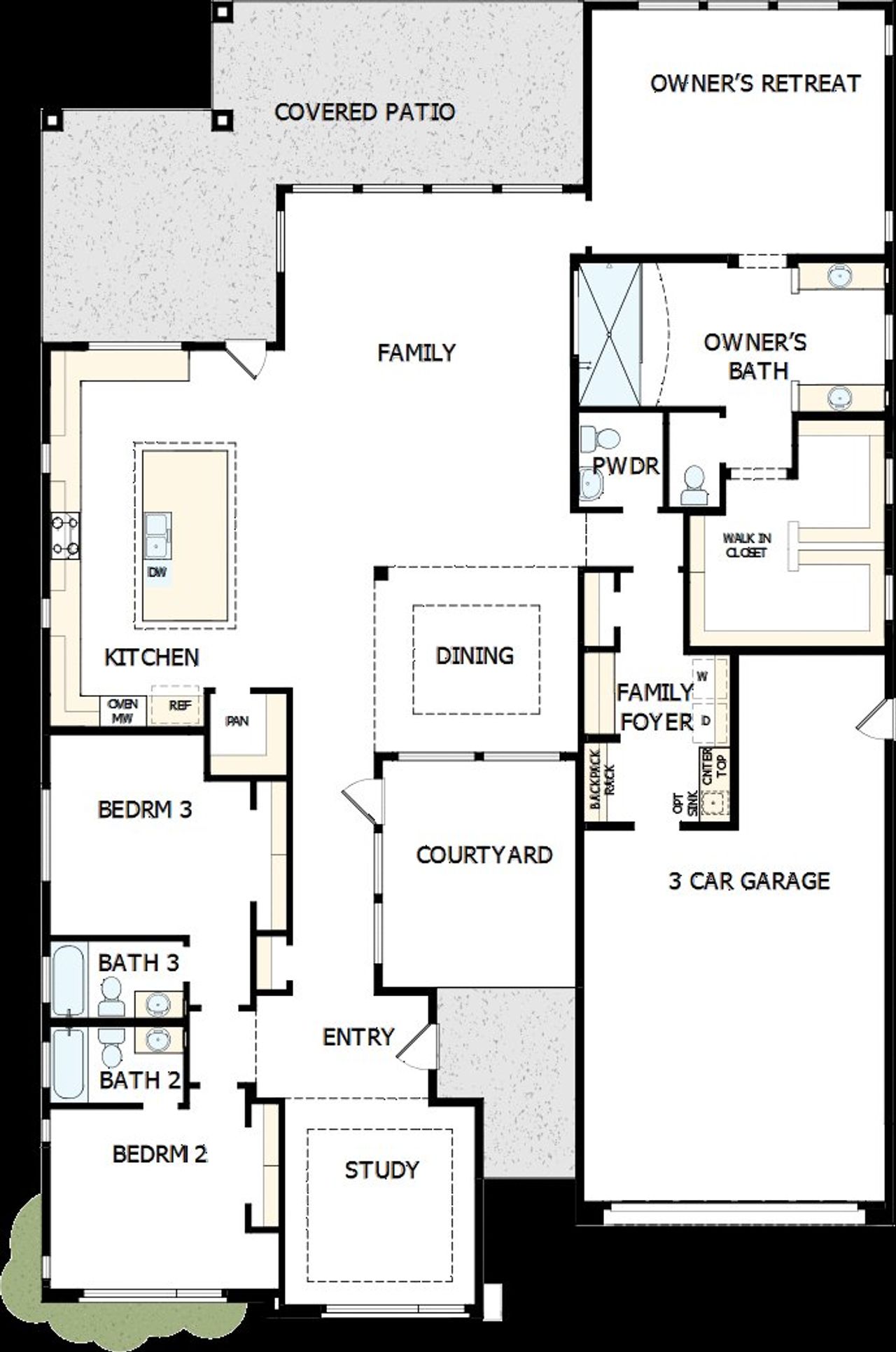 2D floor plan layout of this home in The Ridge at Victory, Buckeye, AZ (Image 2).