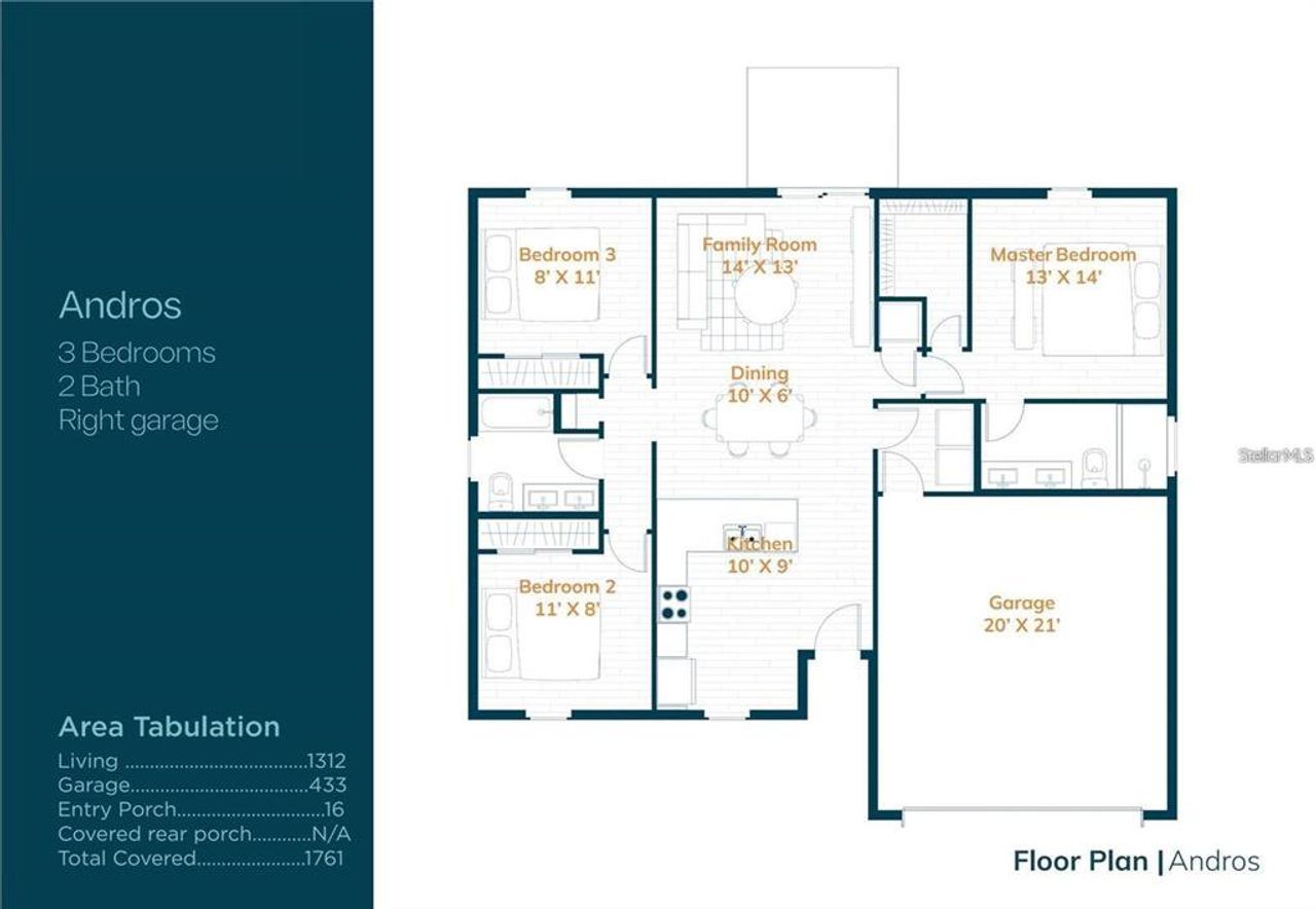 2D floor plan layout of this home in , Ocala, FL (Image 2).