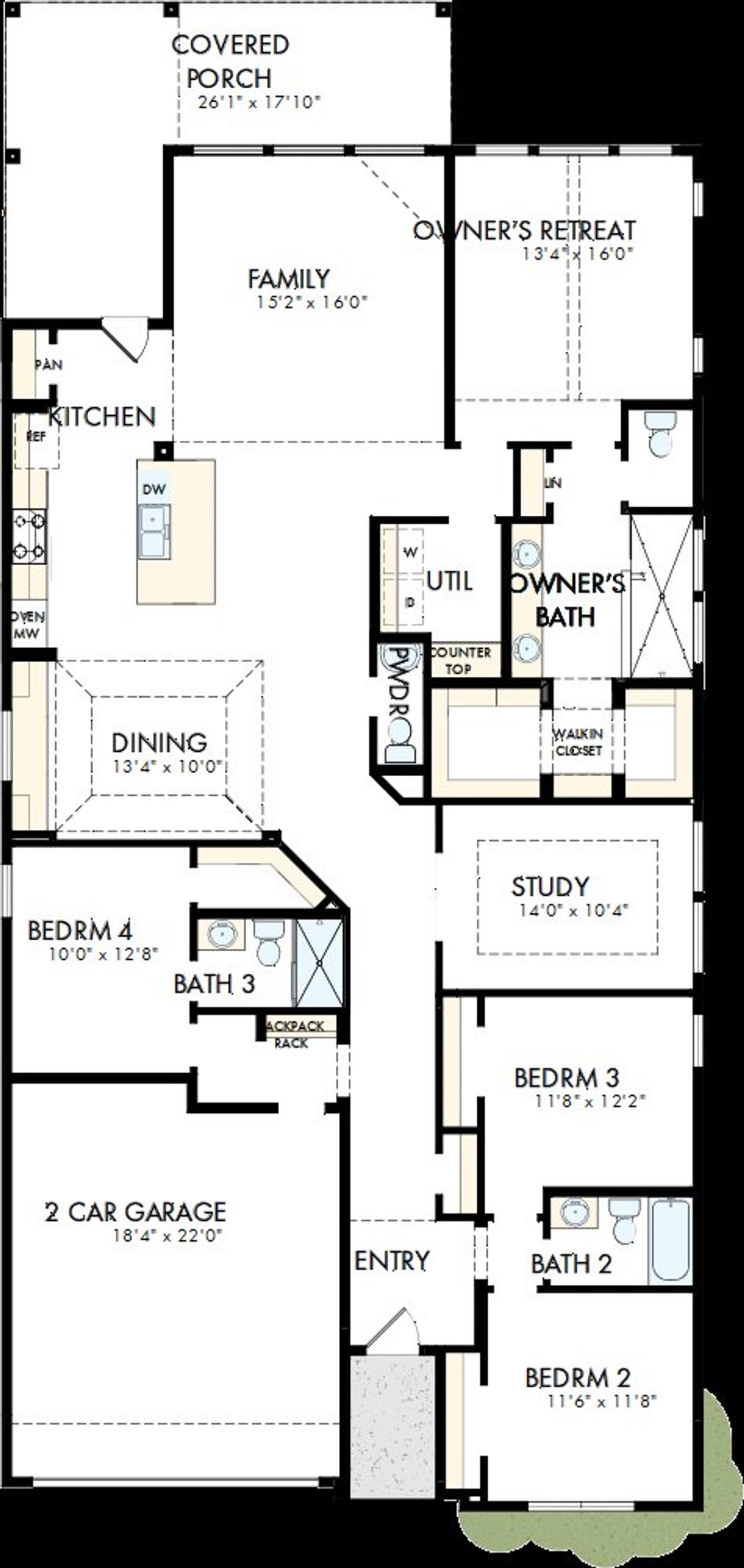 2D floor plan layout of this home in The Parks at Wilson Creek, Celina, TX (Image 2).