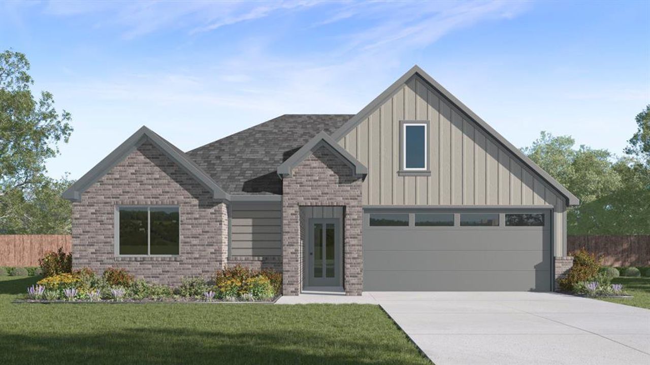 Front exterior of a new home in The Reserve at Timber Creek, Lindale, TX, highlighting curb appeal (Image 2). Front exterior of a new home in The Reserve at Timber Creek, Lindale, TX, highlighting curb appeal (Image 2).