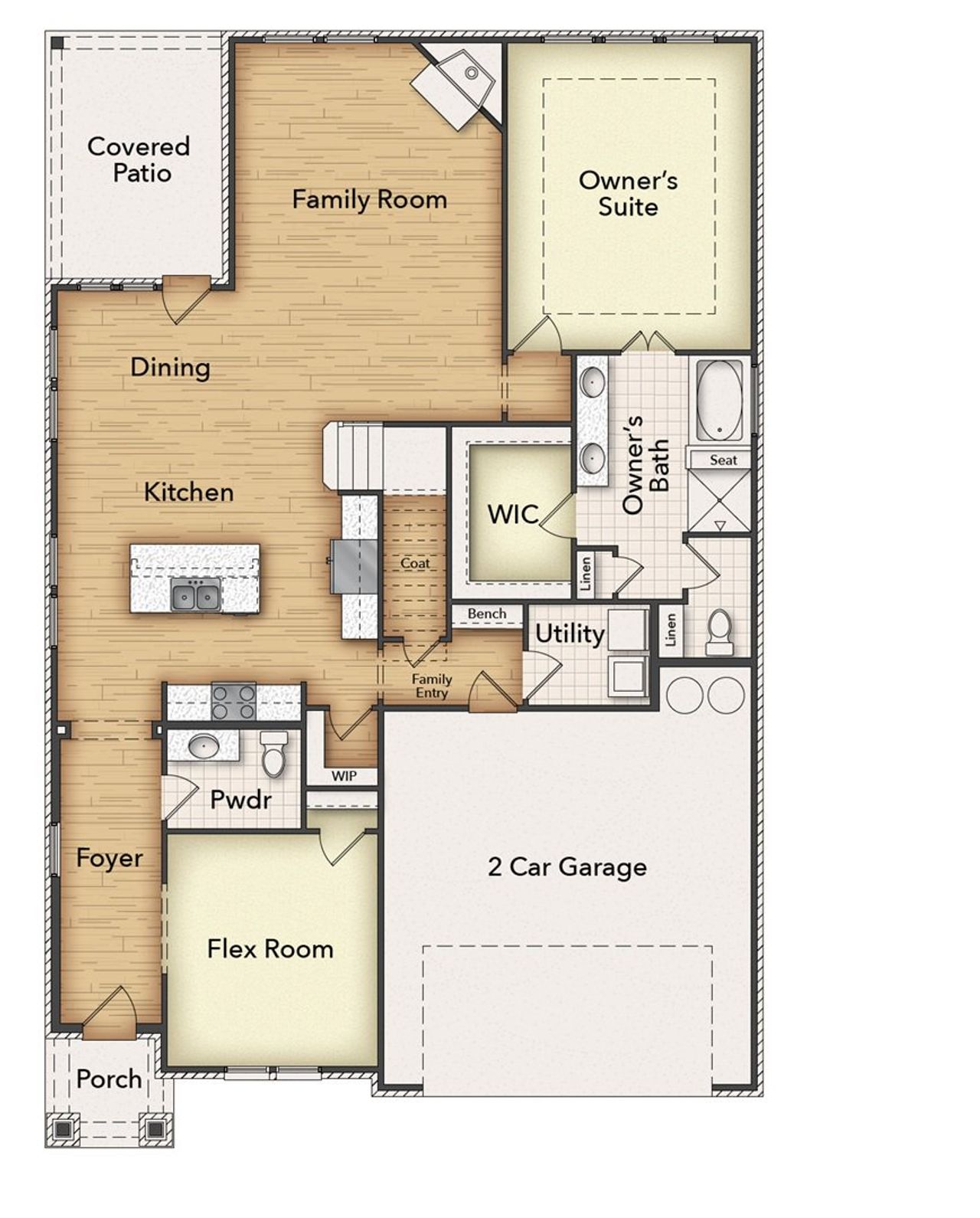 2D floor plan layout of this home in Covenant Park, Springtown, TX (Image 2).