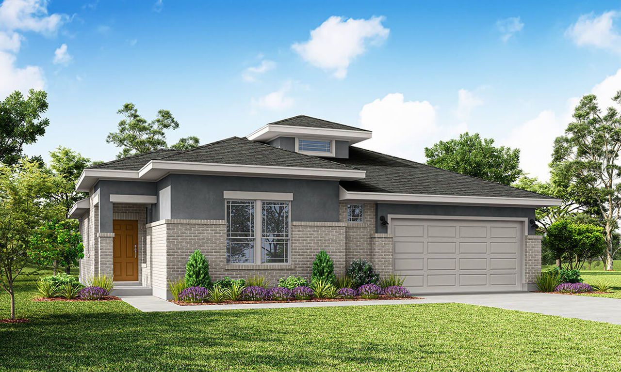 Representative exterior photo of a completed home built from the The Sage by Clark Wilson Builder in Anthem Cottages, Kyle, TX (Image 2). Representative exterior photo of a completed home built from the The Sage by Clark Wilson Builder in Anthem Cottages, Kyle, TX (Image 2).