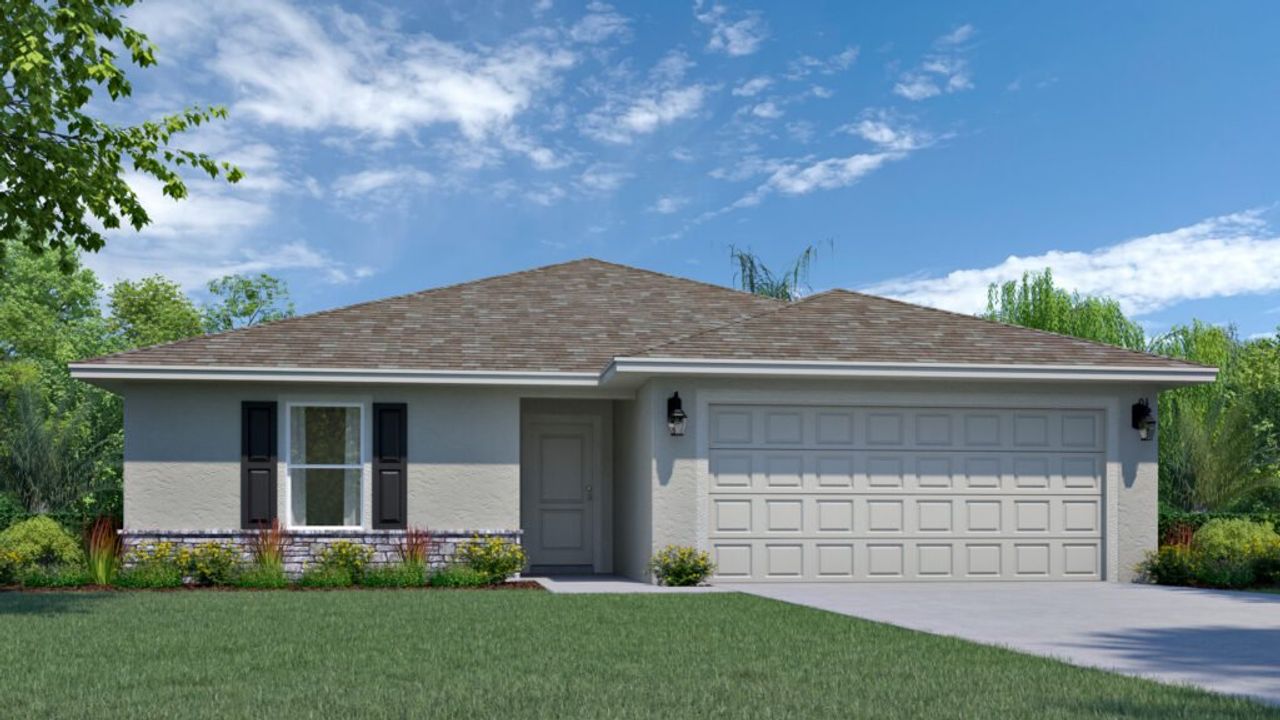 Representative exterior photo of a completed home built from the Harmony by Holiday Builders in Tillman Oaks, Wildwood, FL (Image 2).