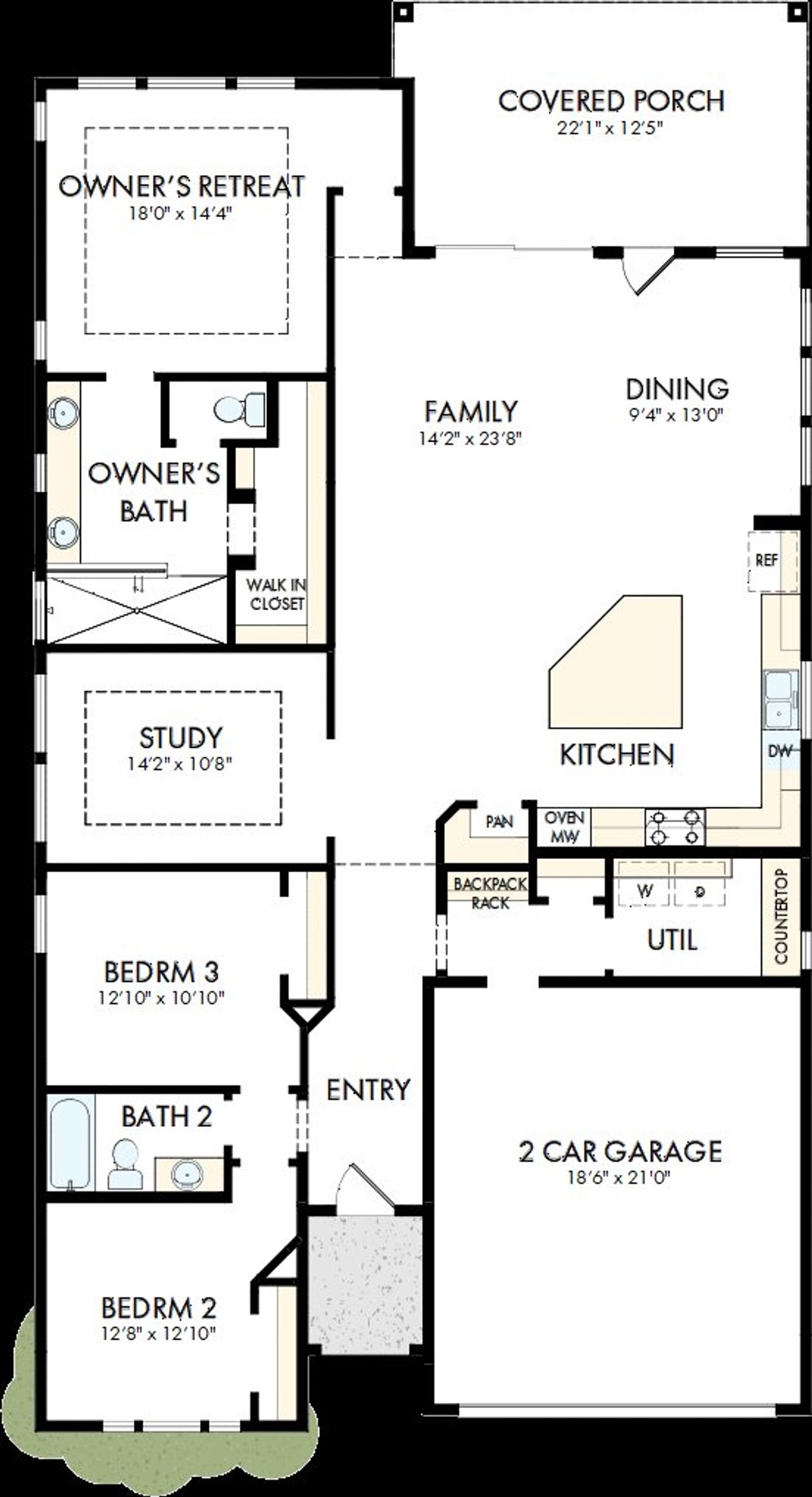 2D floor plan layout of this home in The Parks at Wilson Creek, Celina, TX (Image 2).