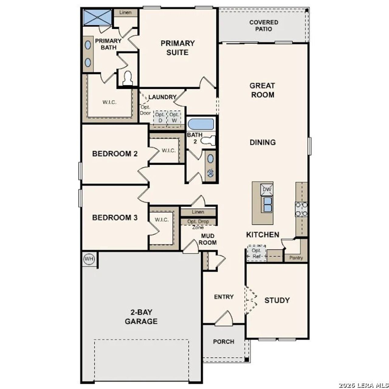 2D floor plan layout of this home in Cinco Lakes, San Antonio, TX (Image 2).