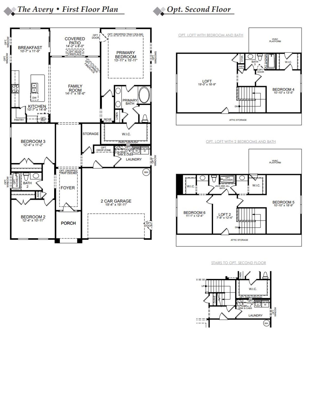 2D floor plan layout for the Avery by Eastwood Homes in Ashton Park, Monroe, NC (Image 2).