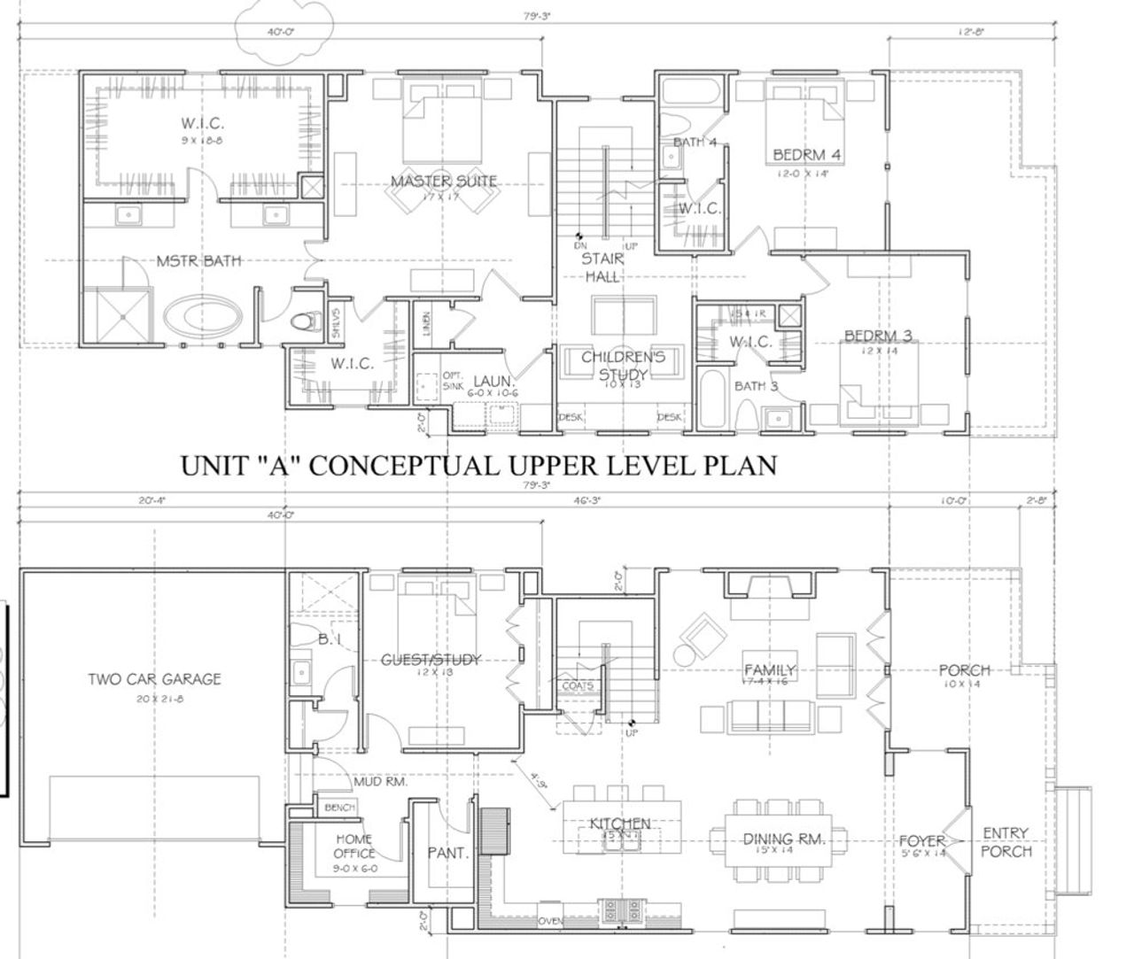 2D floor plan layout for the Unit "A" by Silver Hill Homes in Mell Avenue, Atlanta, GA (Image 2).