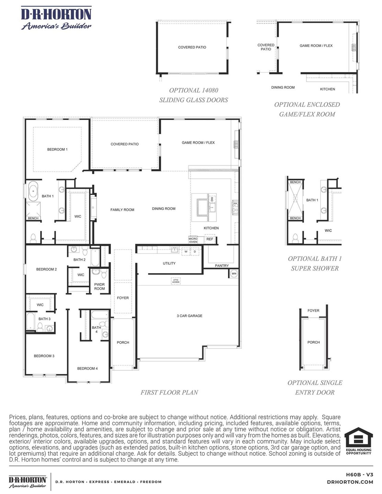 2D floor plan layout of this home in Friendswood Trails, Friendswood, TX (Image 2).