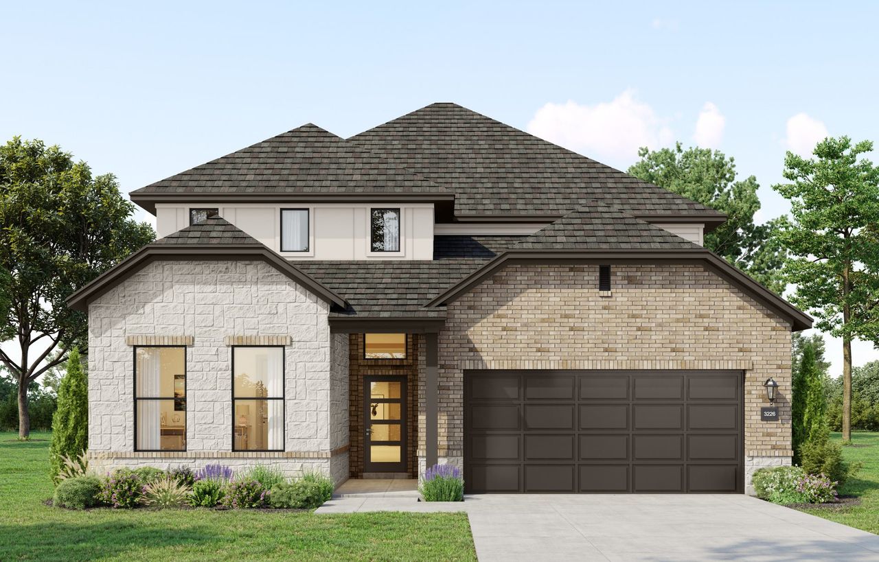 Representative exterior photo of a completed home built from the Astoria 50s by First America Homes in Weltner Farms 50s, New Braunfels, TX (Image 2).