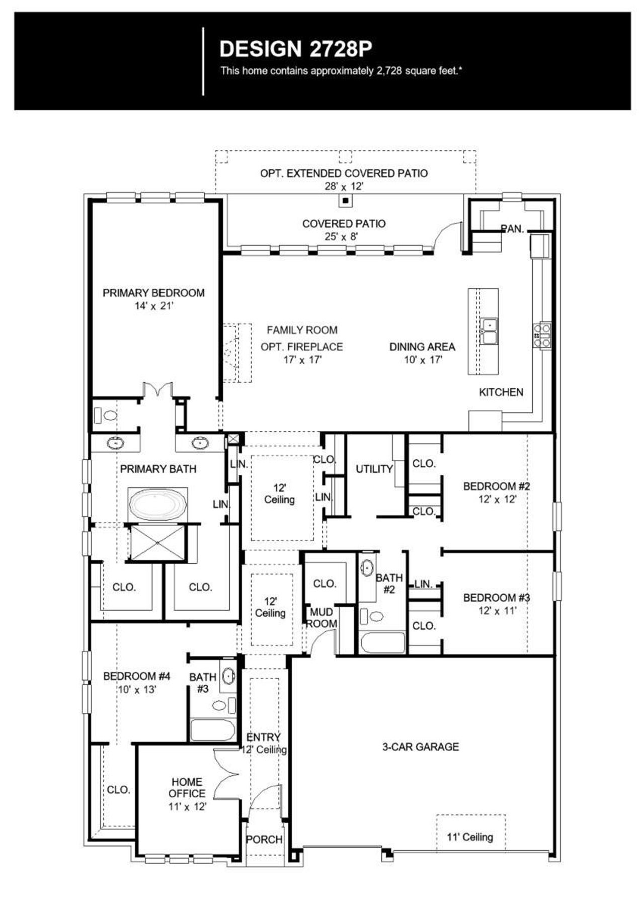 2D floor plan layout of this home in Two Step Farm, Montgomery, TX (Image 2).