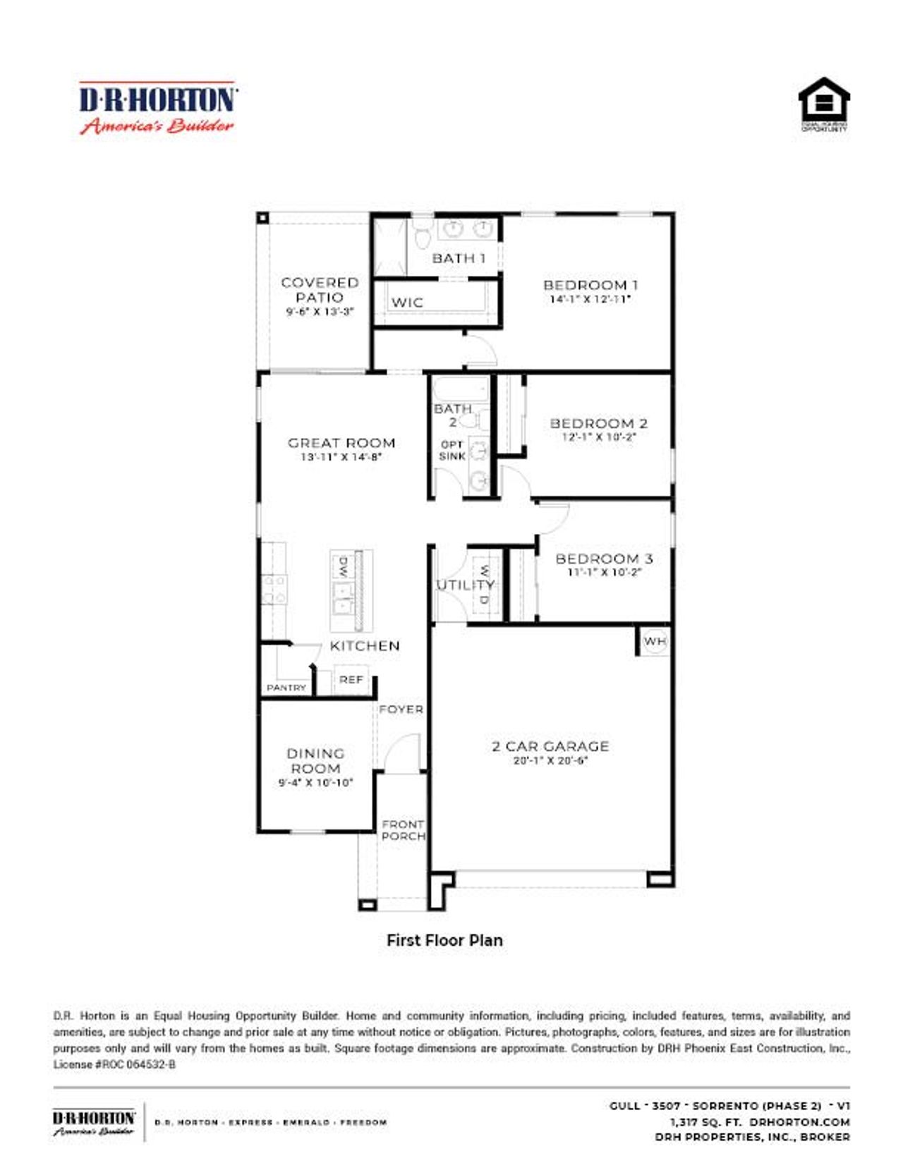 2D floor plan layout of this home in Sorrento, Maricopa, AZ (Image 2).