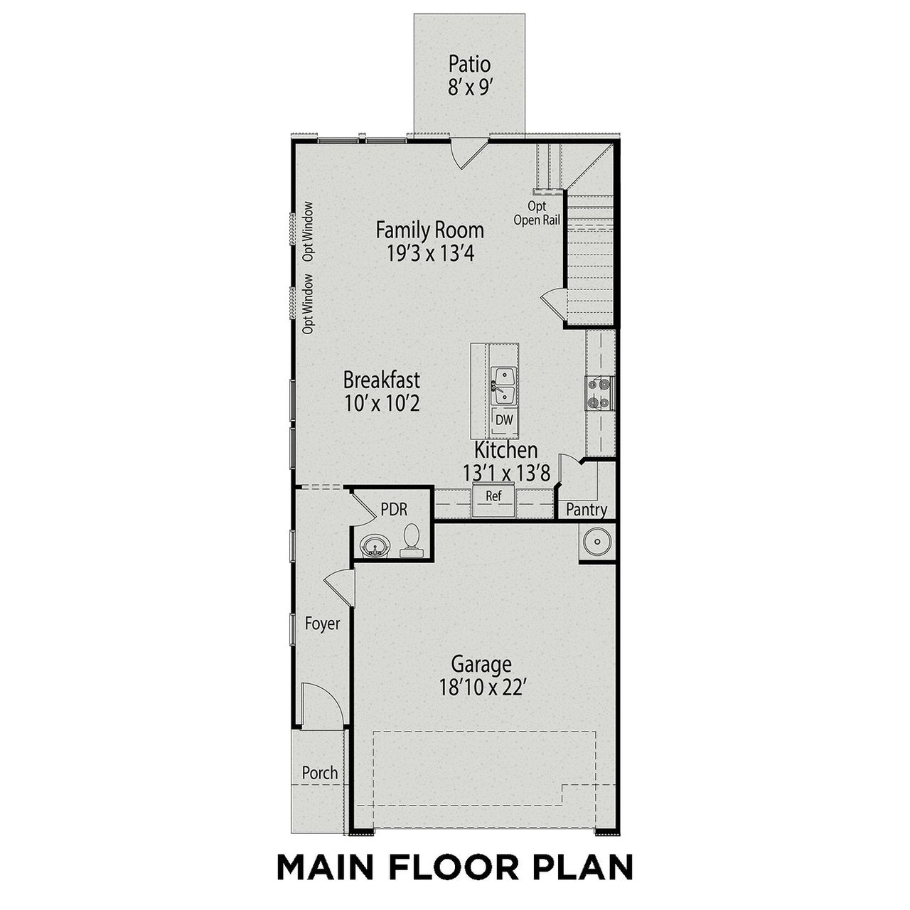 2D floor plan layout for the The Durham by Davidson Homes LLC in Gregory Village Townhomes, Lillington, NC (Image 2).