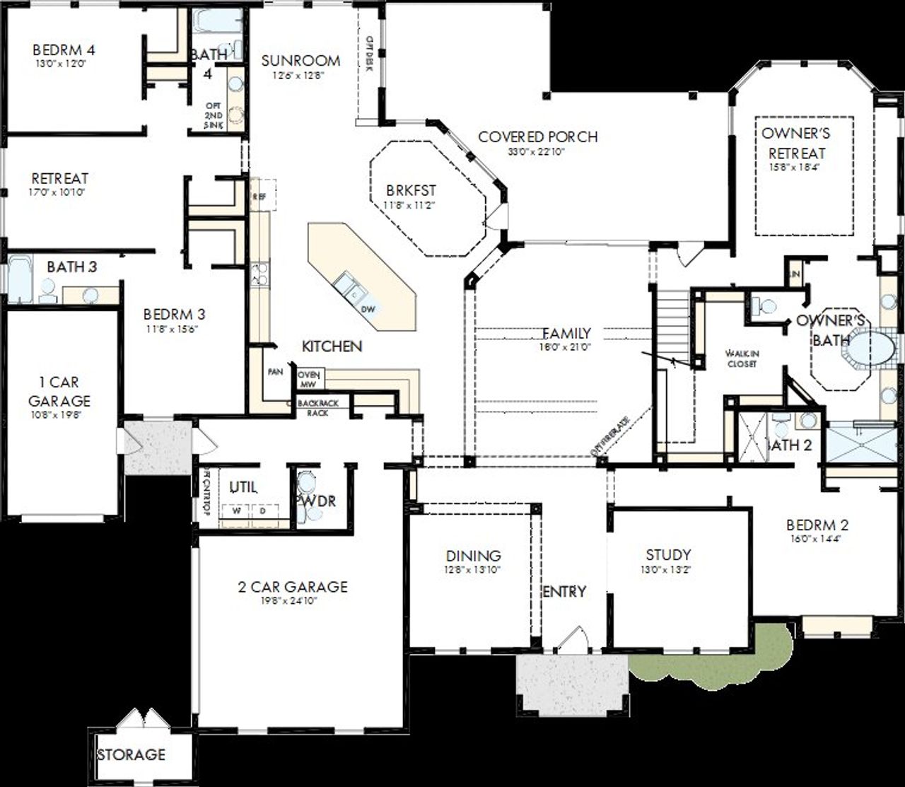 2D floor plan layout of this home in Megans Landing – Half-Acre Homesites, Castroville, TX (Image 2).