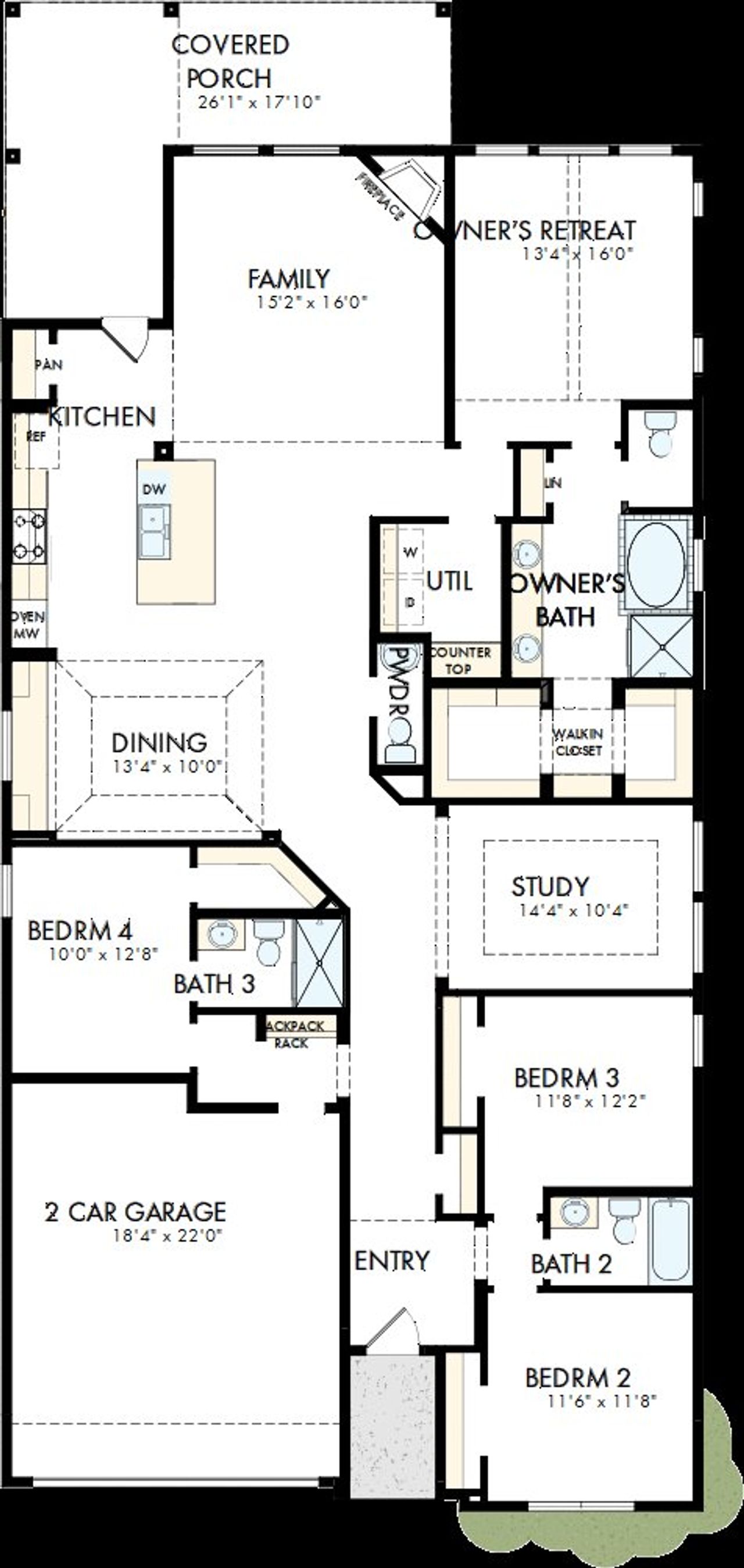 2D floor plan layout of this home in Walsh Classic, Fort Worth, TX (Image 2).
