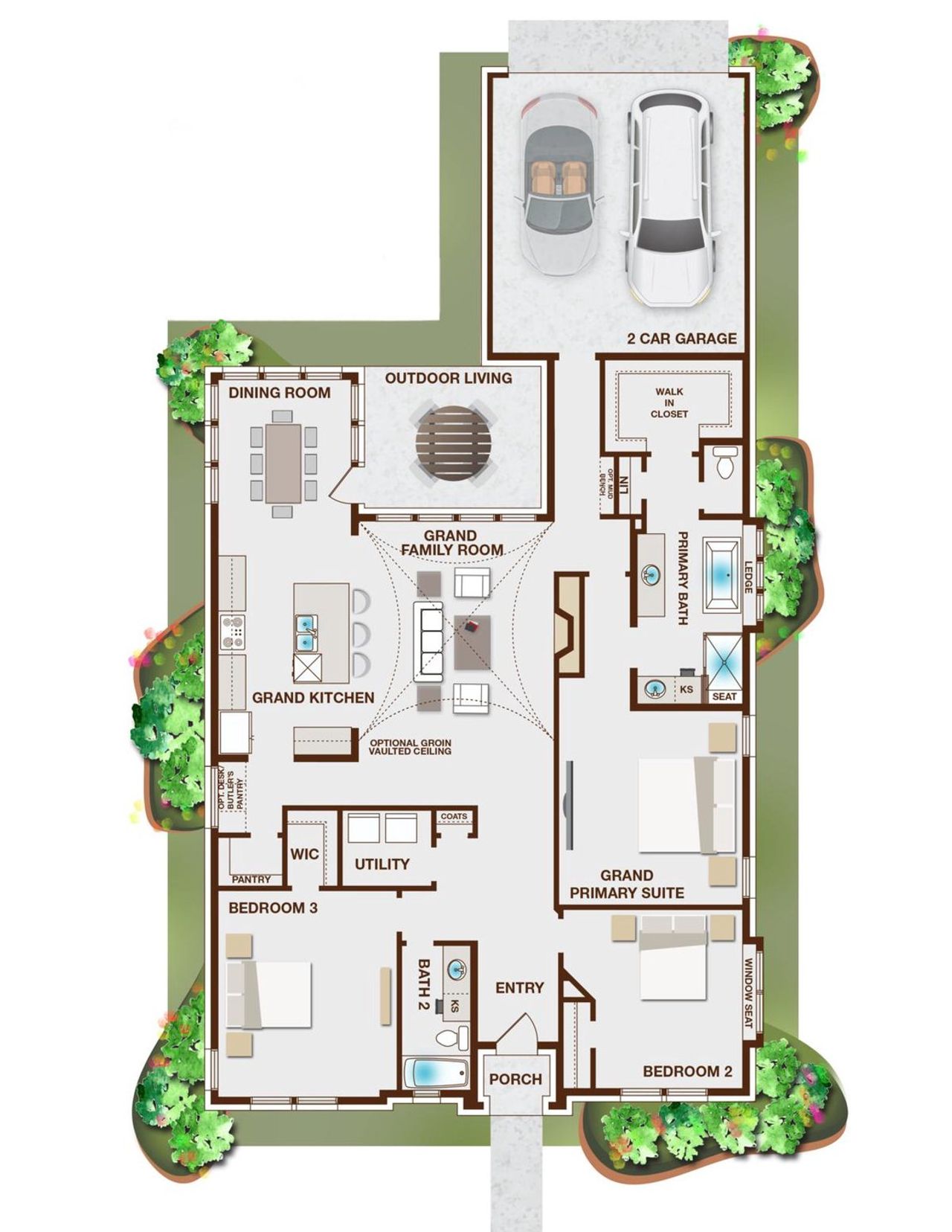 2D floor plan layout for the Royal Ridge by Grand Homes in Edgewater, Fate, TX (Image 2). 2D floor plan layout for the Royal Ridge by Grand Homes in Edgewater, Fate, TX (Image 2).