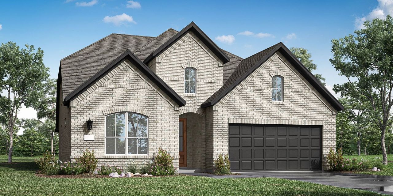 Representative exterior photo of a completed home built from the 4203 by Risland Homes in Spiritas Ranch, Little Elm, TX (Image 2).