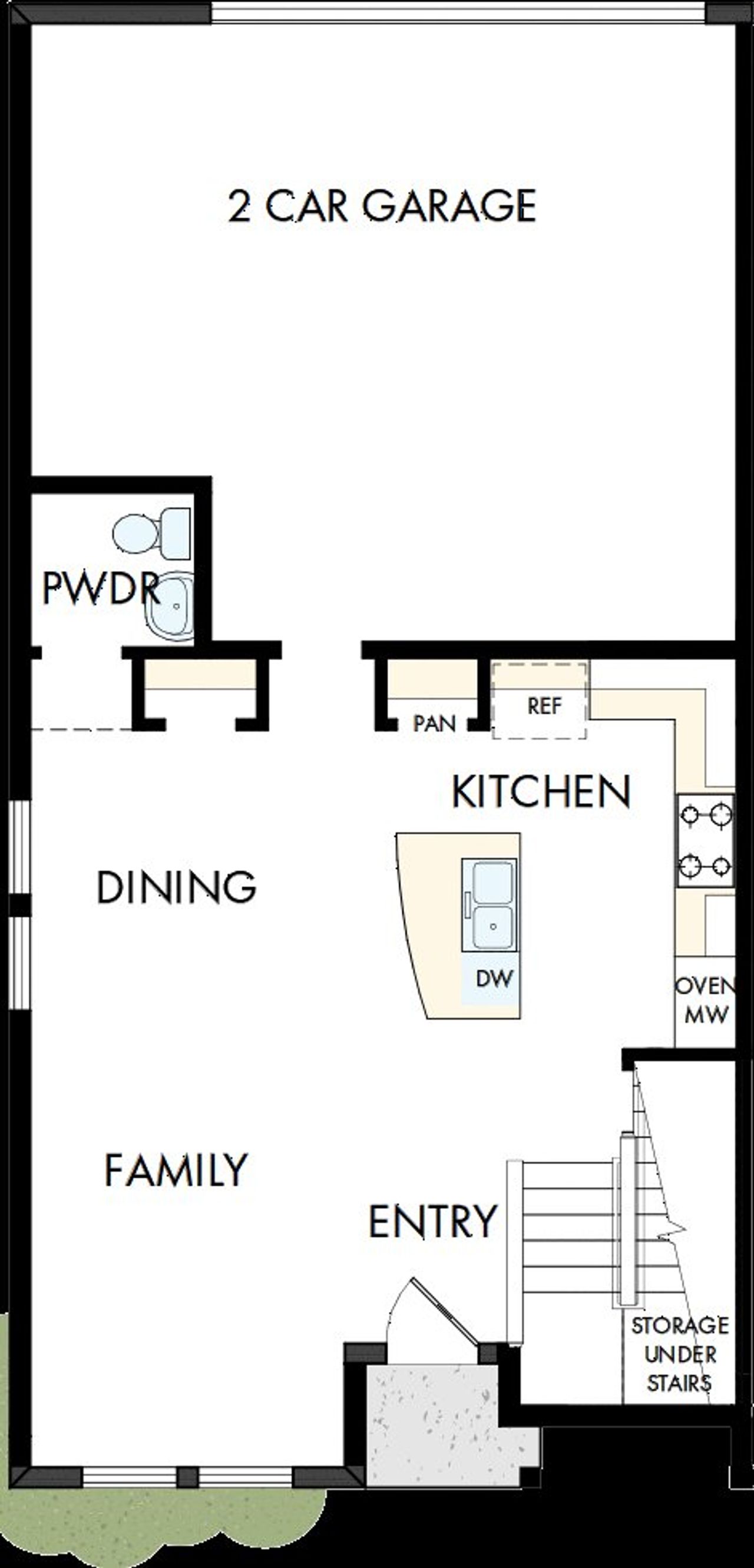 2D floor plan layout of this home in Persimmon Place - Townhomes, Wesley Chapel, FL (Image 2).