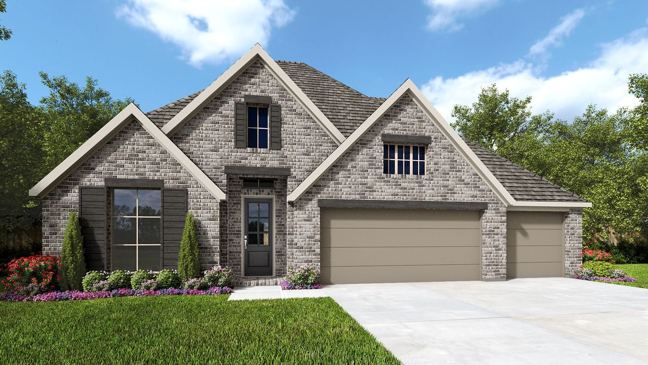 Representative exterior photo of a completed home built from the 2995W by Perry Homes in Meridiana, Rosharon, TX (Image 2).