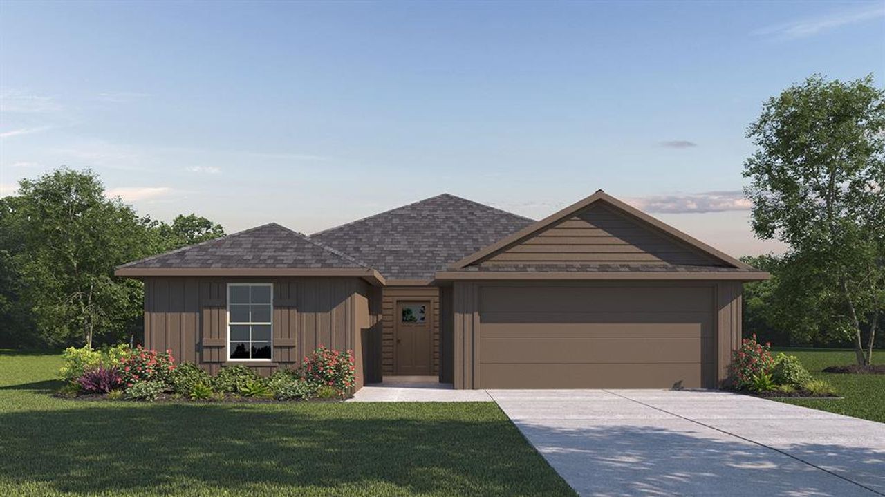 Front exterior of a new home in Waverly Estates, Josephine, TX, highlighting curb appeal (Image 2).