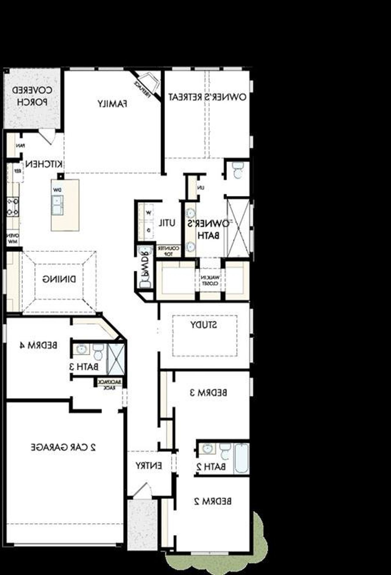 2D floor plan layout of this home in Goodland – Classic Series, Grand Prairie, TX (Image 2).
