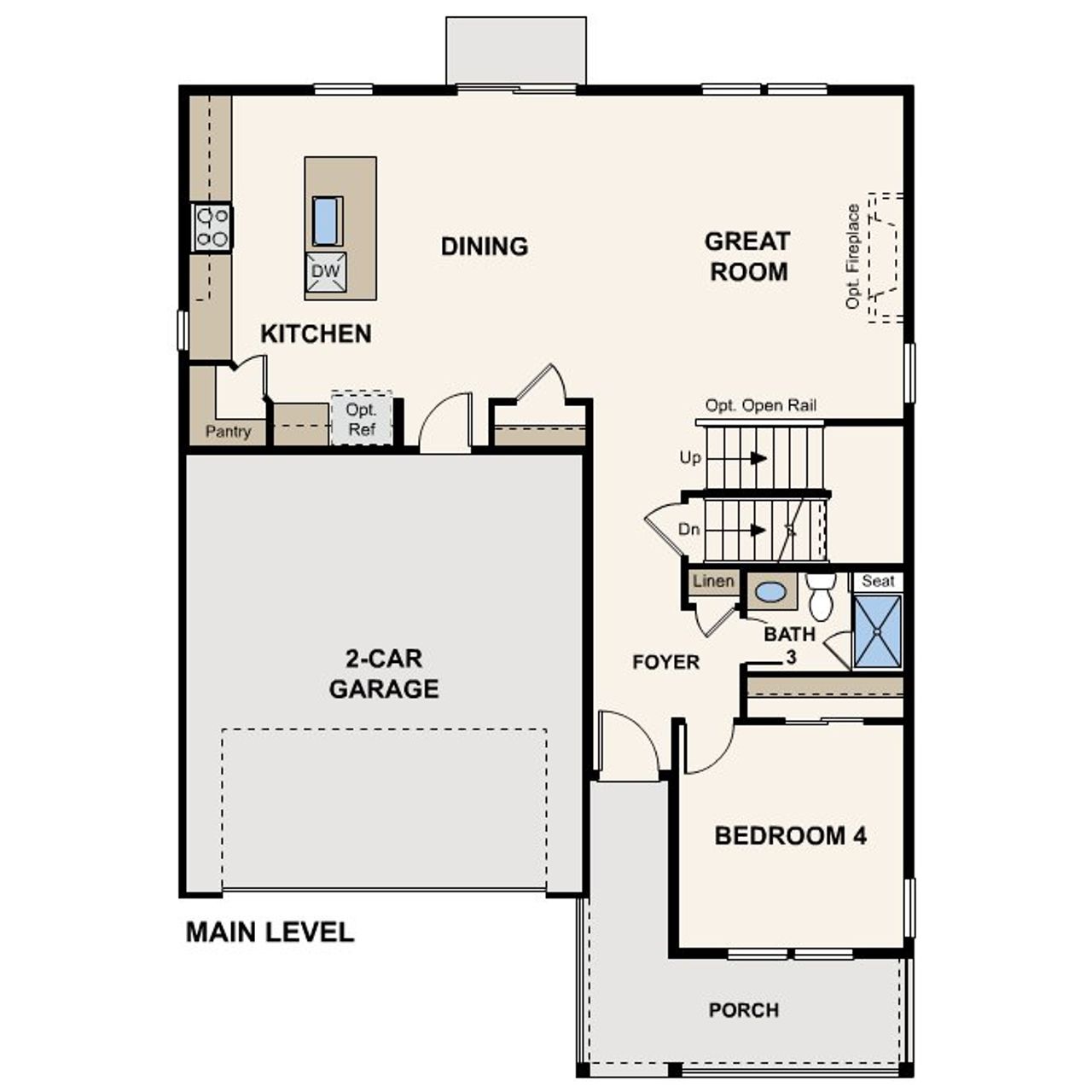 2D floor plan layout for the Platte by Century Communities in Coyote Creek, Fort Lupton, CO (Image 2).