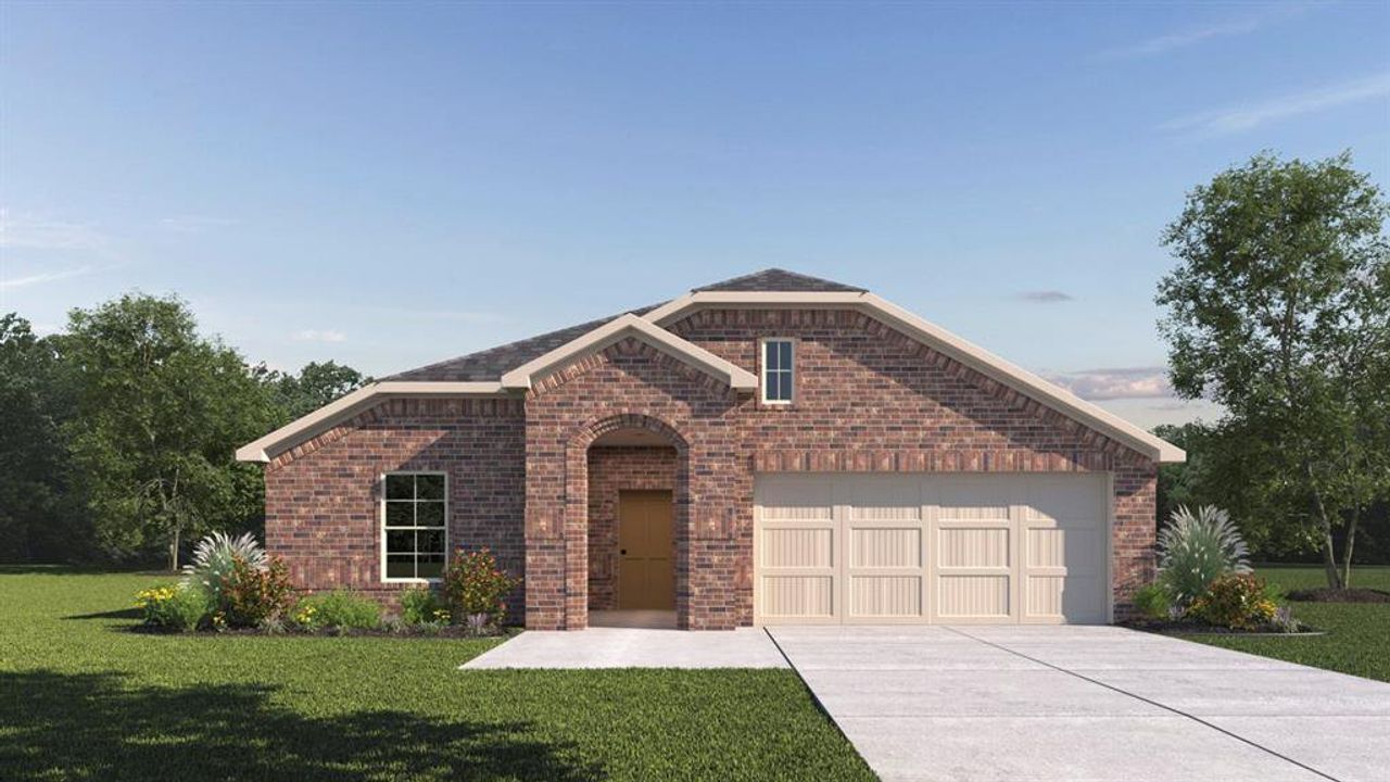 Front exterior of a new home in Elevon, Lavon, TX, highlighting curb appeal (Image 2).
