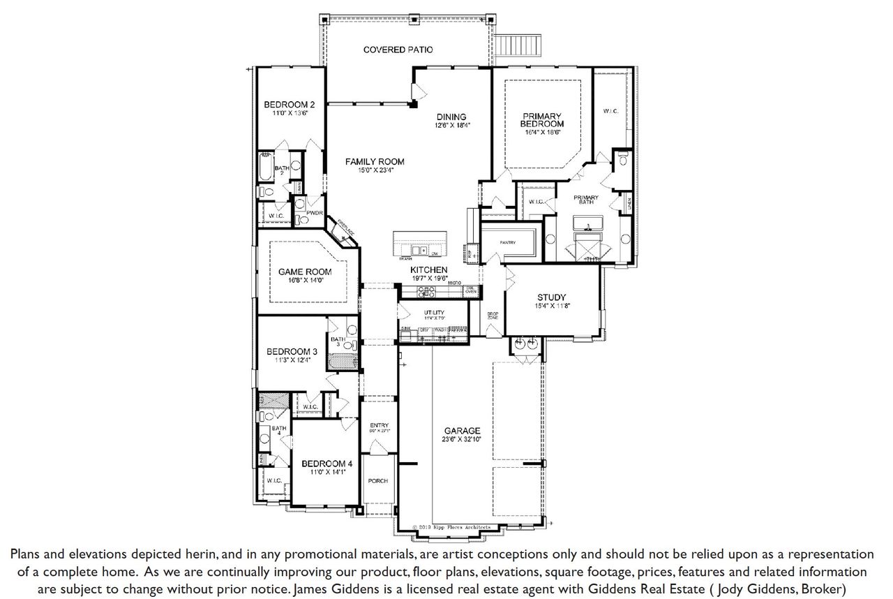 2D floor plan layout of this home in Riverstone, Georgetown, TX (Image 2).
