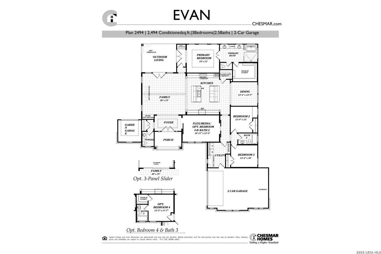 2D floor plan layout of this home in Sienna Lakes, San Antonio, TX (Image 2).