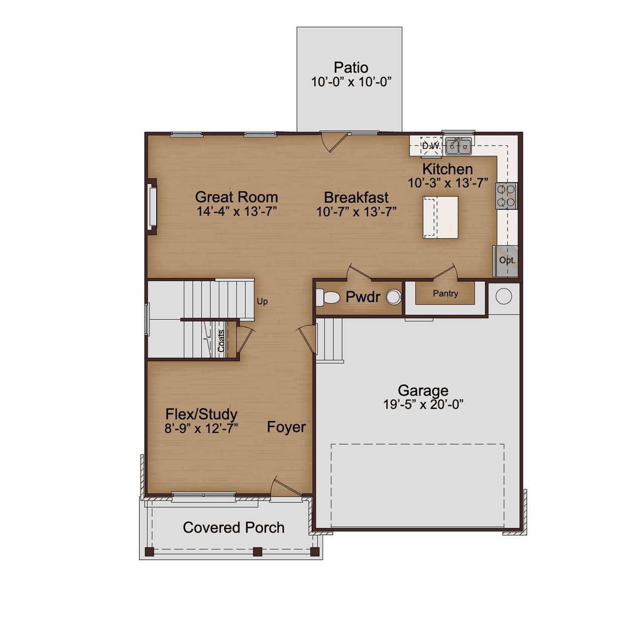 2D floor plan layout of this home in Oakhill Estates, Adairsville, GA (Image 2).