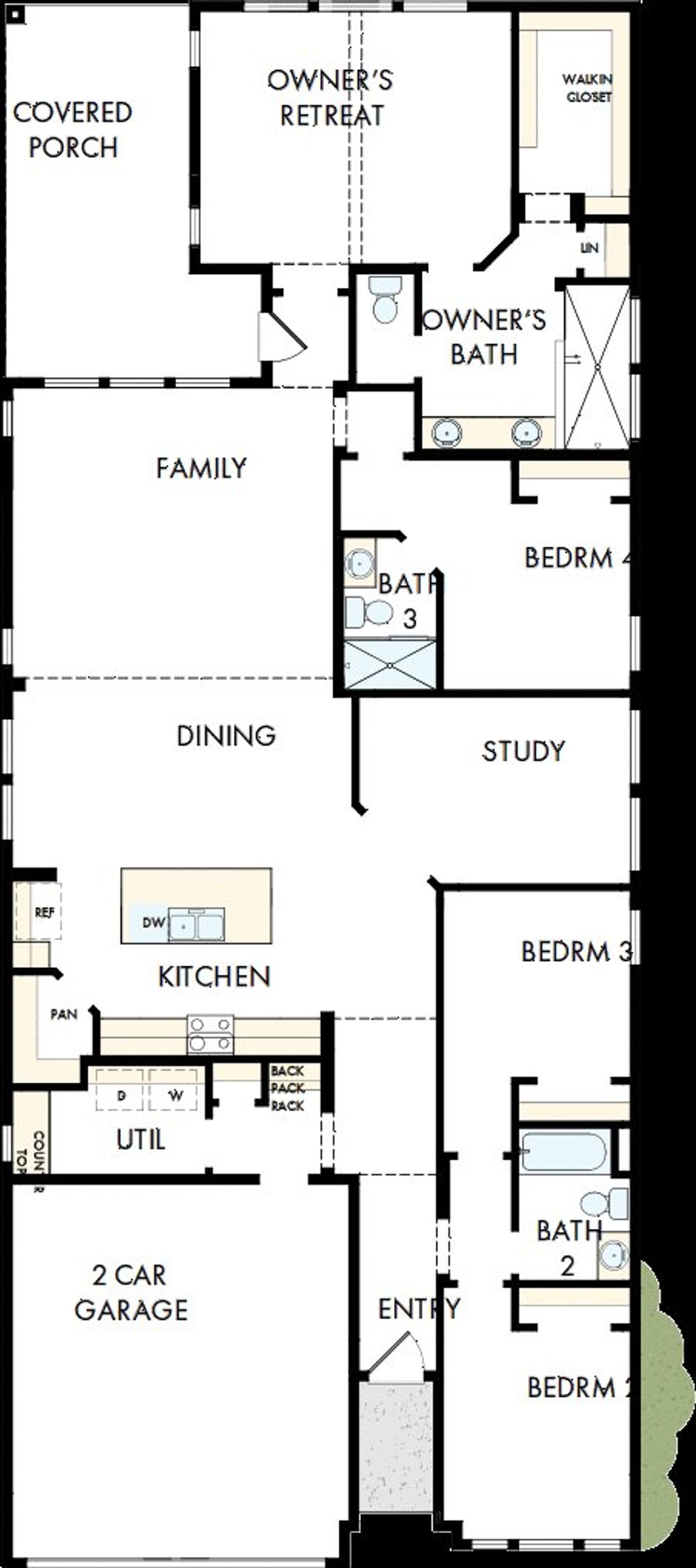 2D floor plan layout of this home in Jubilee - Reserve Collection, Hockley, TX (Image 2).