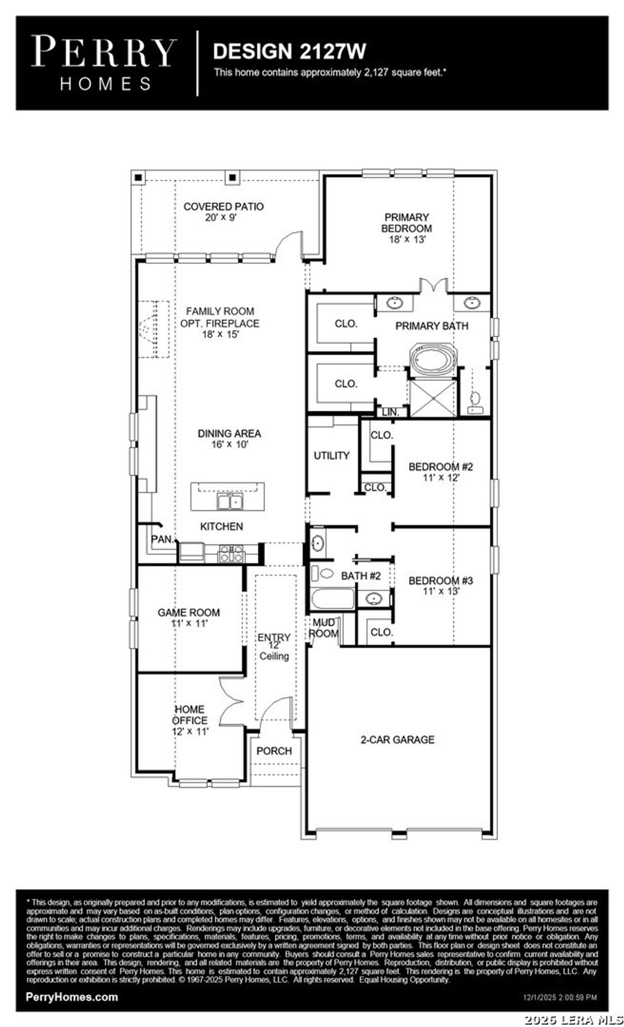 2D floor plan layout of this home in The Parklands, Schertz, TX (Image 2).