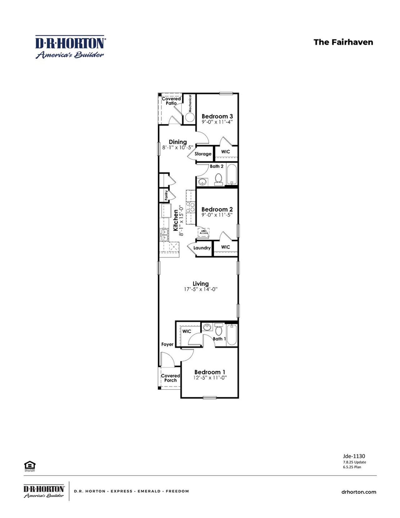 2D floor plan layout of this home in Fox Run, Supply, NC (Image 2).