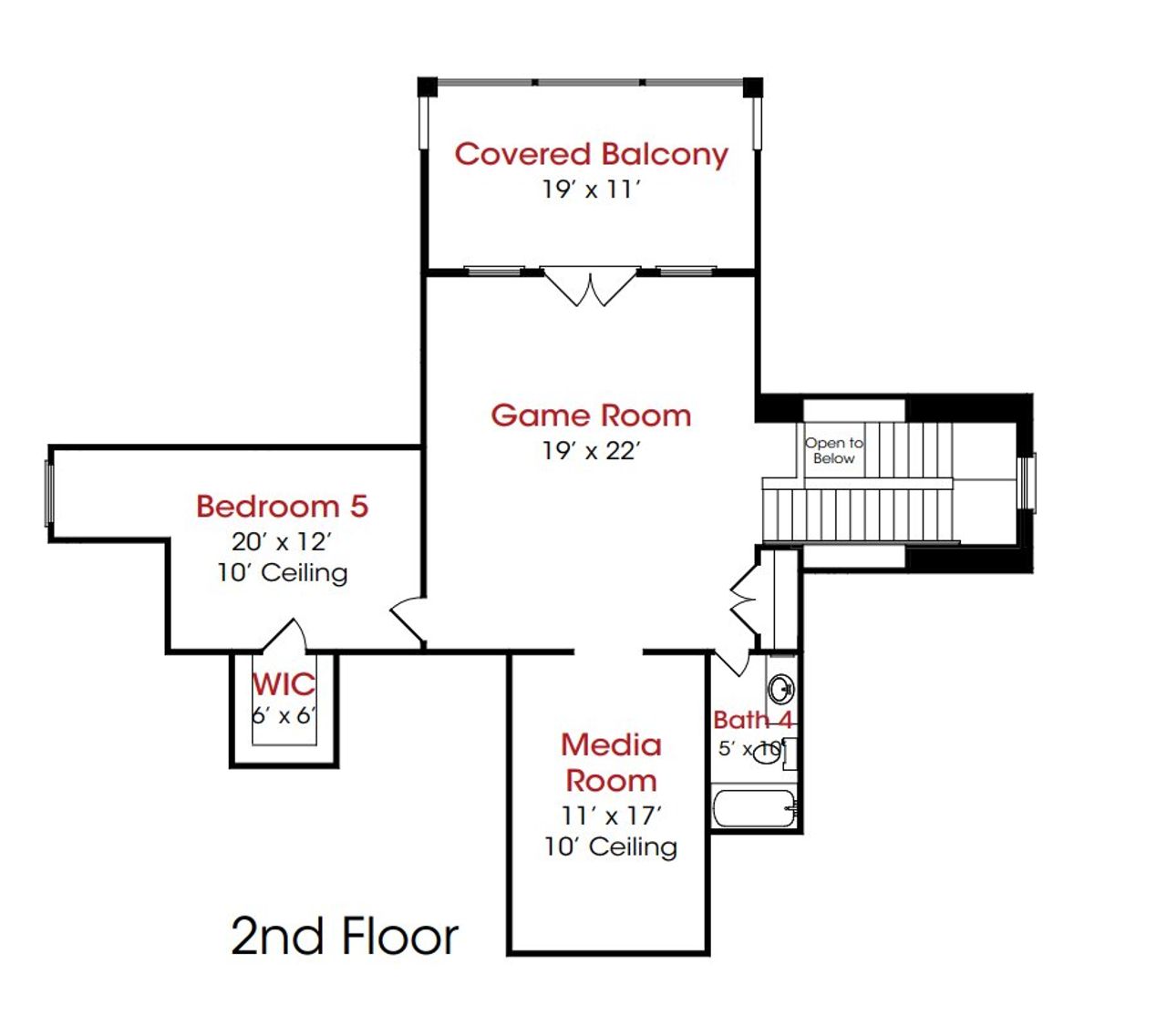2D floor plan layout for the Uvalde by Kendall Homes in The Manors, New Waverly, TX (Image 2).