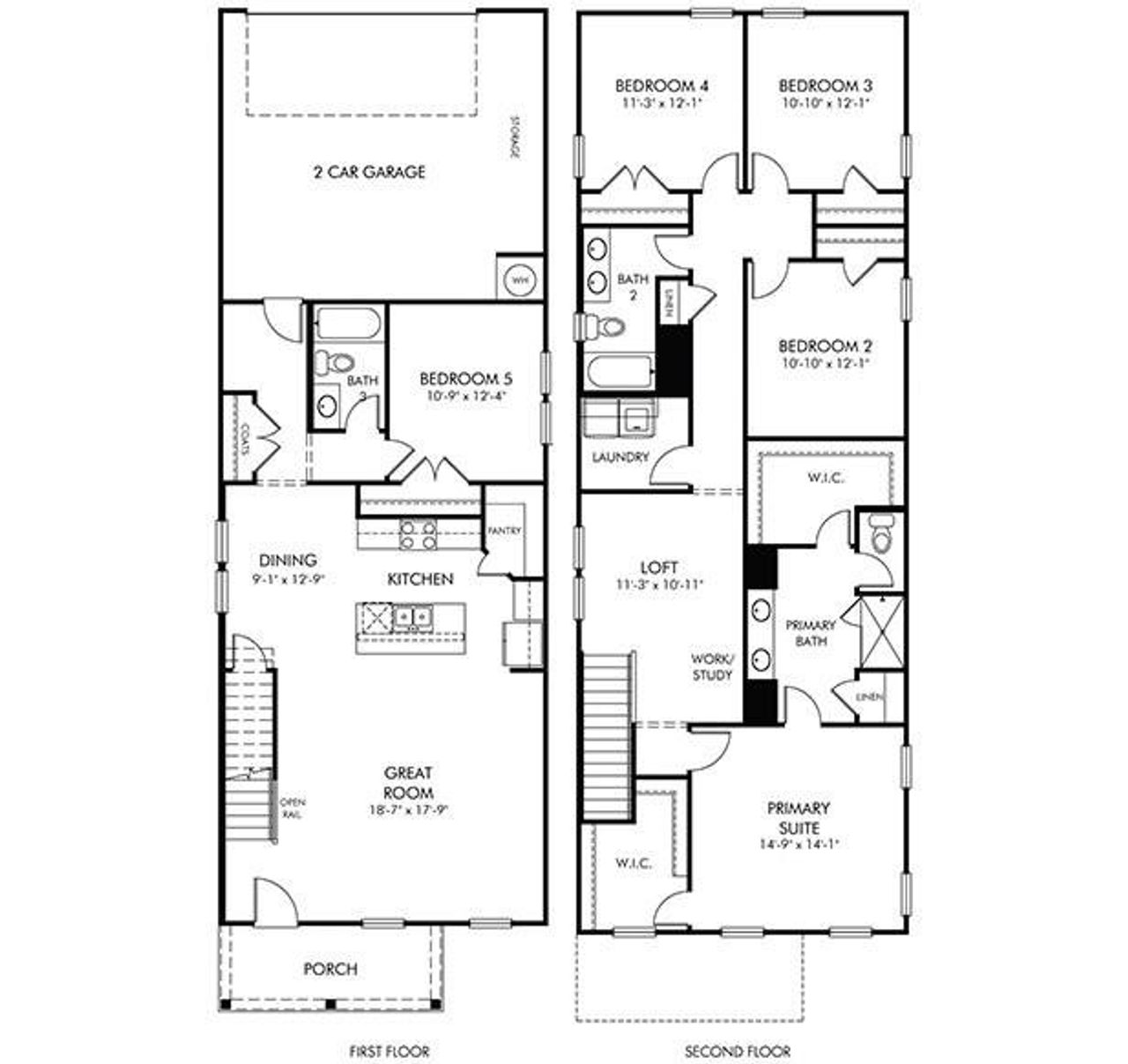 2D floor plan layout of this home in Martin Springs - Cottage Series, Lawrenceville, GA (Image 2). 2D floor plan layout of this home in Martin Springs - Cottage Series, Lawrenceville, GA (Image 2).