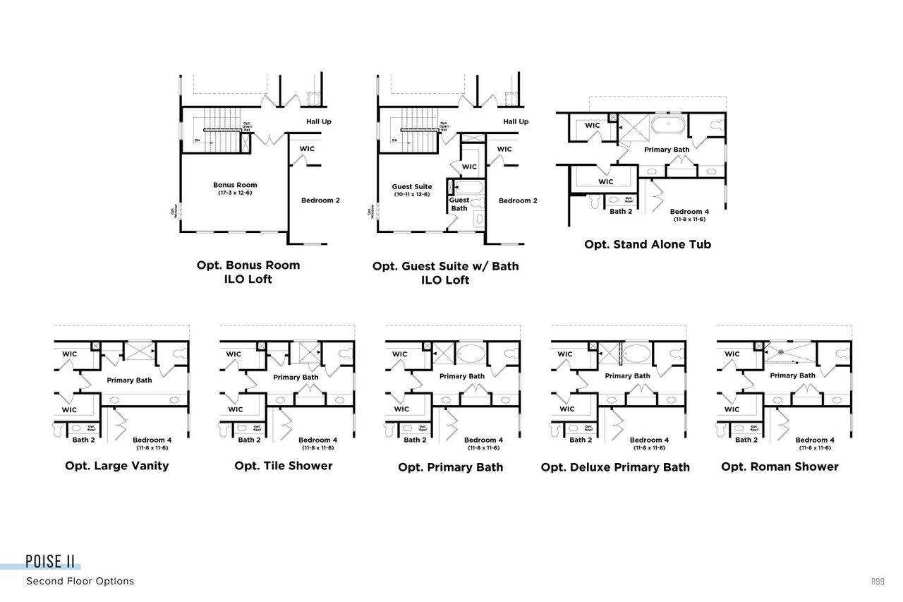 2D floor plan layout for the Poise II by DRB Homes in Northridge Park, Murfreesboro, TN (Image 2).