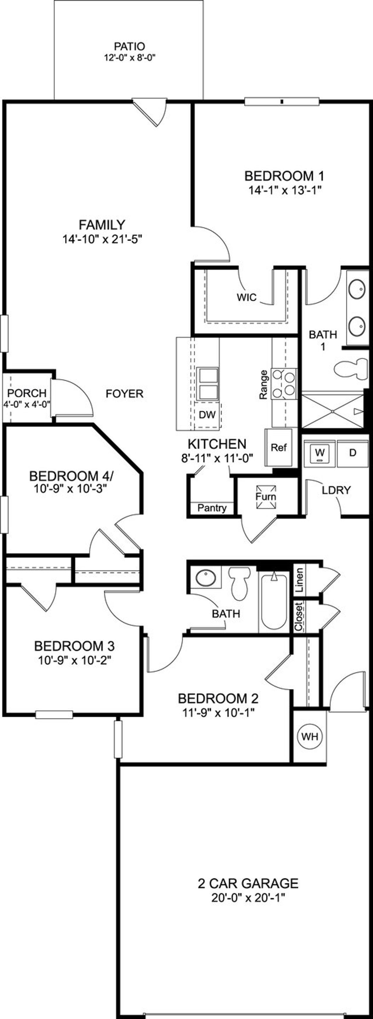 2D floor plan layout of this home in Cambridge Cove, Chickamauga, GA (Image 2).