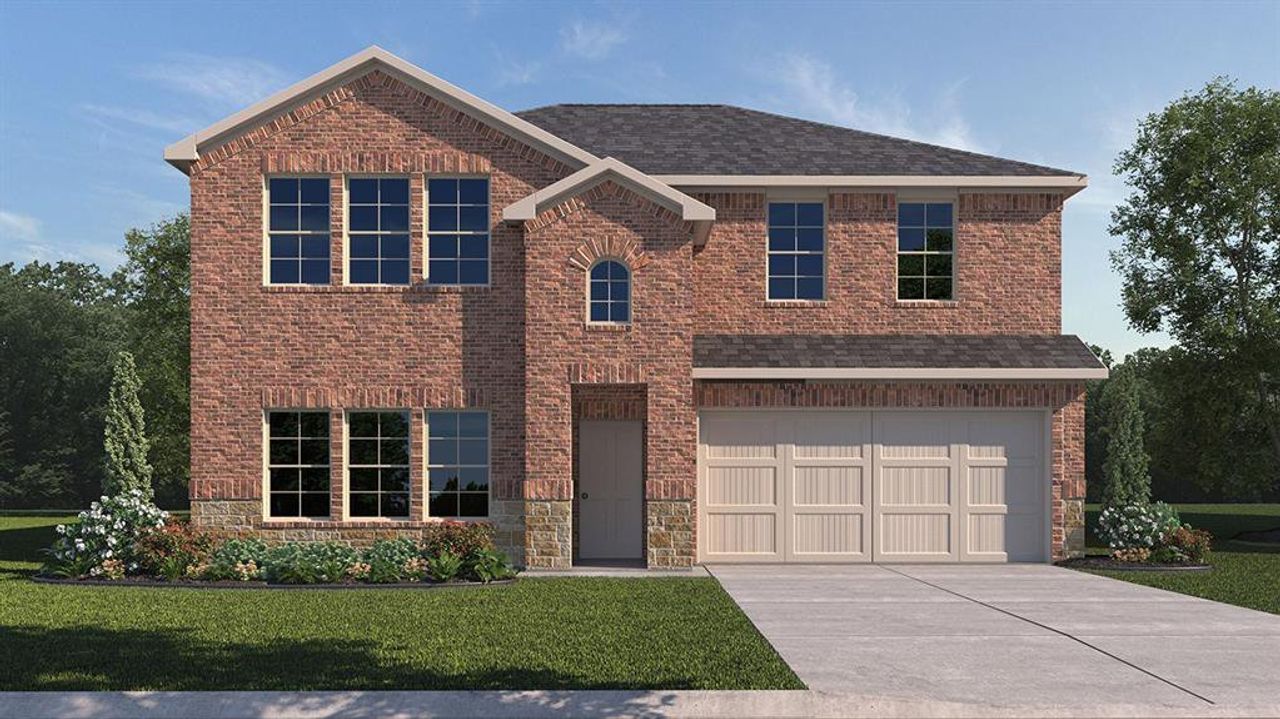 Front exterior of a new home in Riverfield, Josephine, TX, highlighting curb appeal (Image 2).